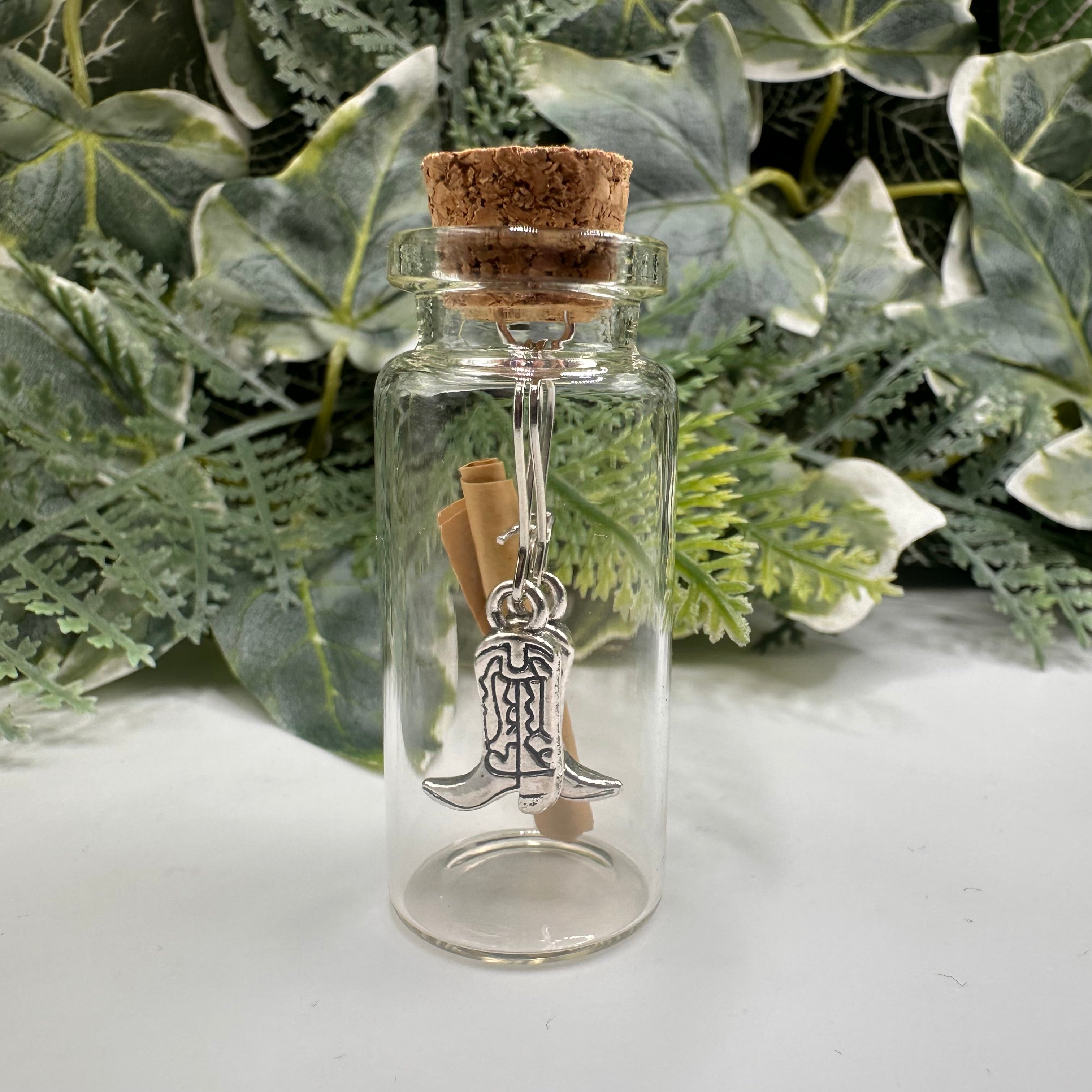 Wild west cowboy boots bottled charm earrings, gift boxed — Rebel Aura handmade jewellery