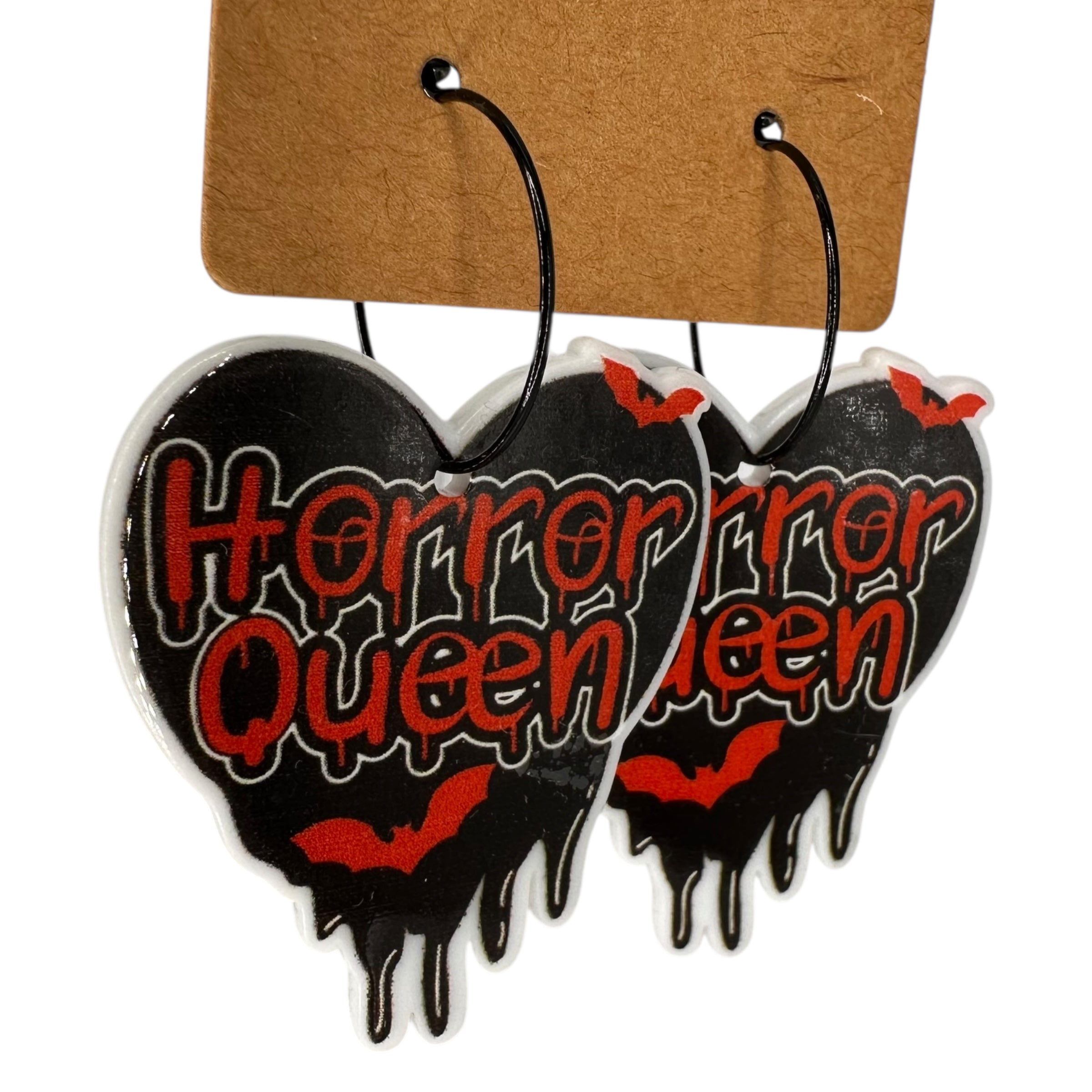 Horror queen heart charm earrings — Rebel Aura handmade jewellery
