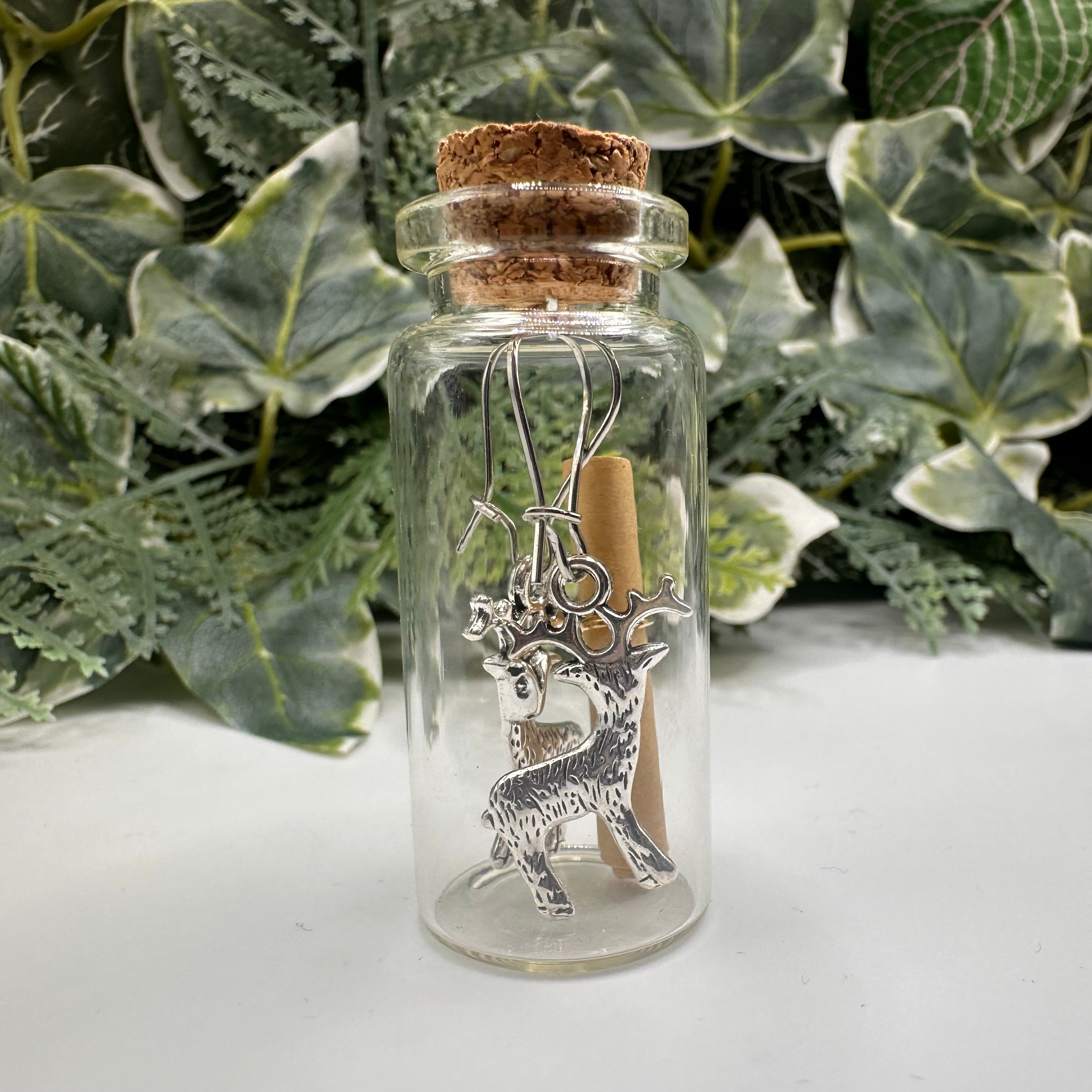 Woodland Stag Bottled Charm Earrings - Gift Boxed