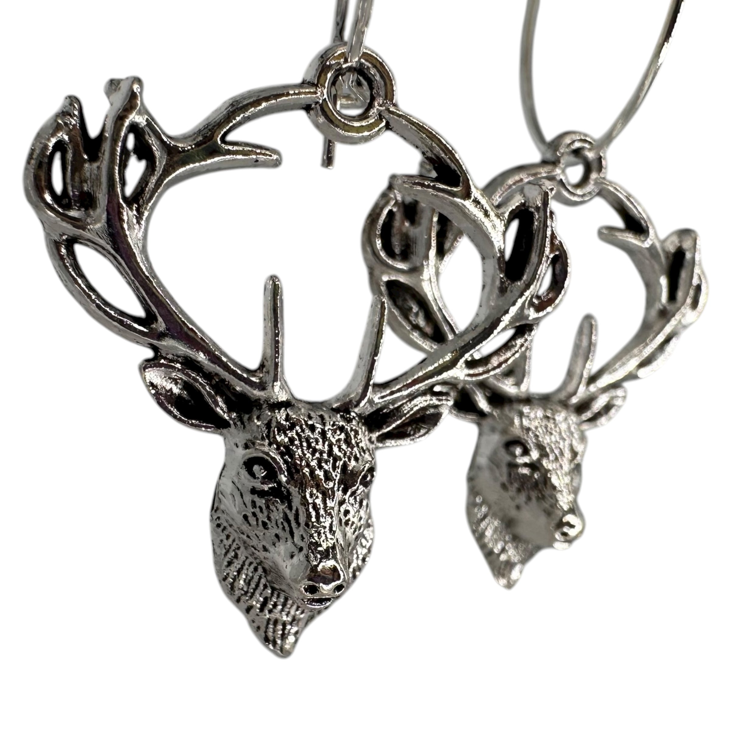 Stag head charm earrings — Rebel Aura handmade jewellery