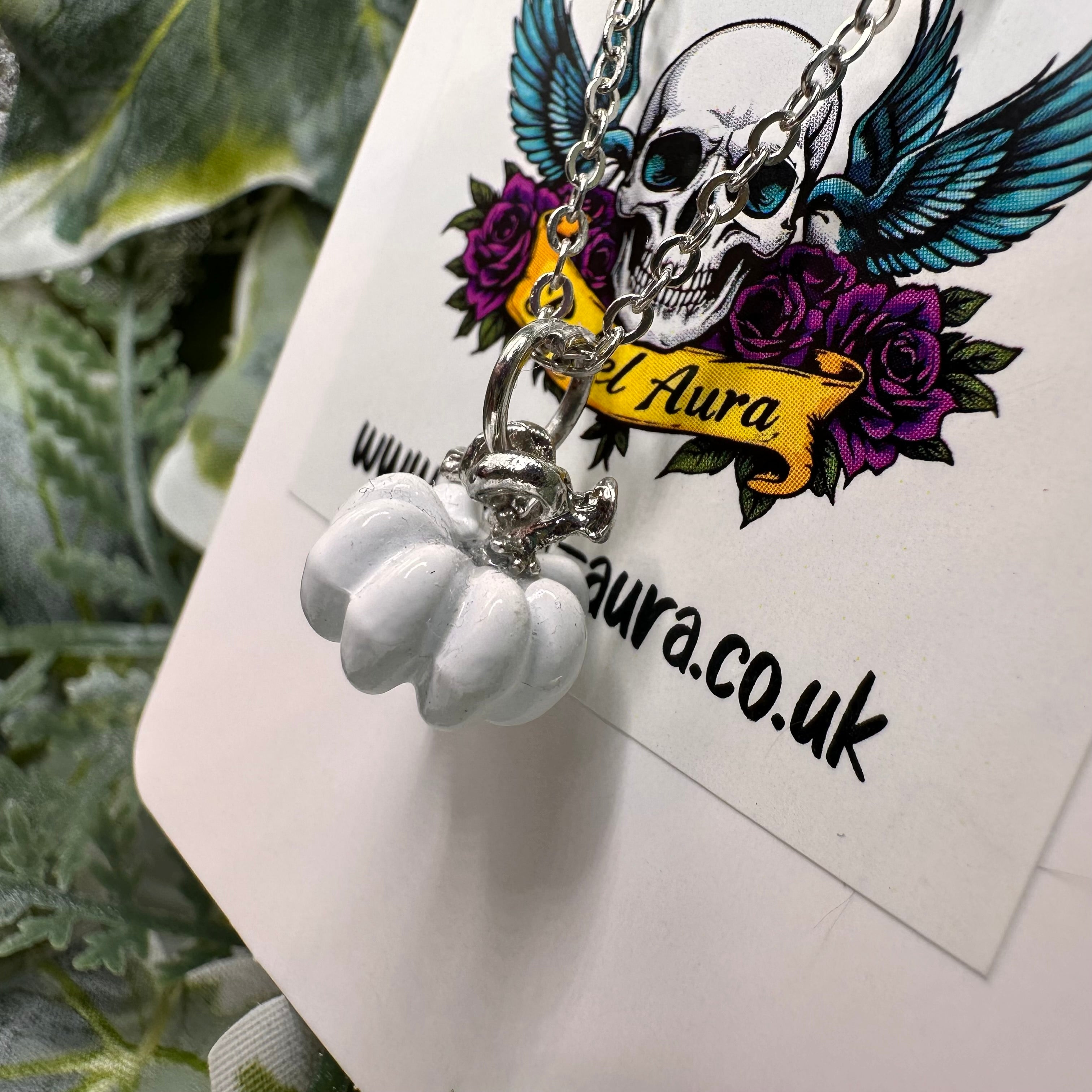 White Pumpkin Charm Necklace