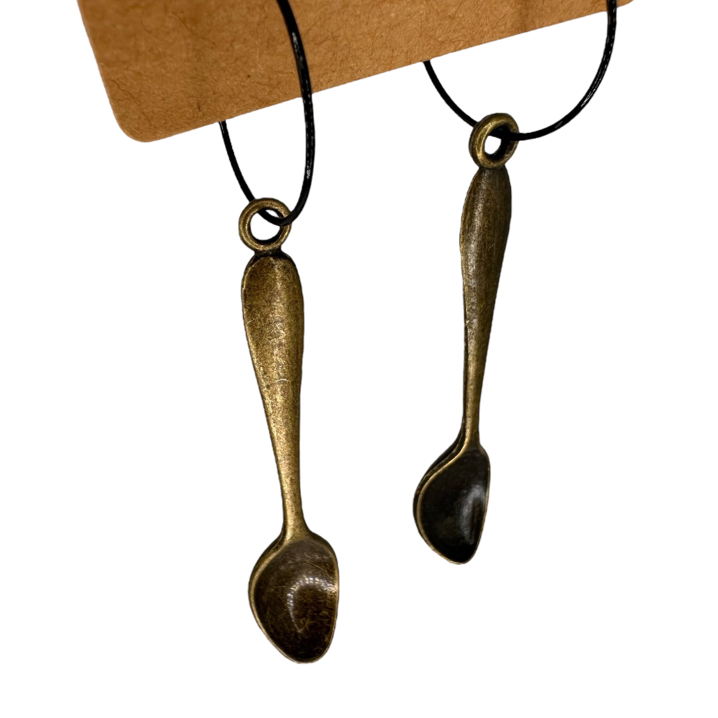 Bronze Spoon Charm Earrings