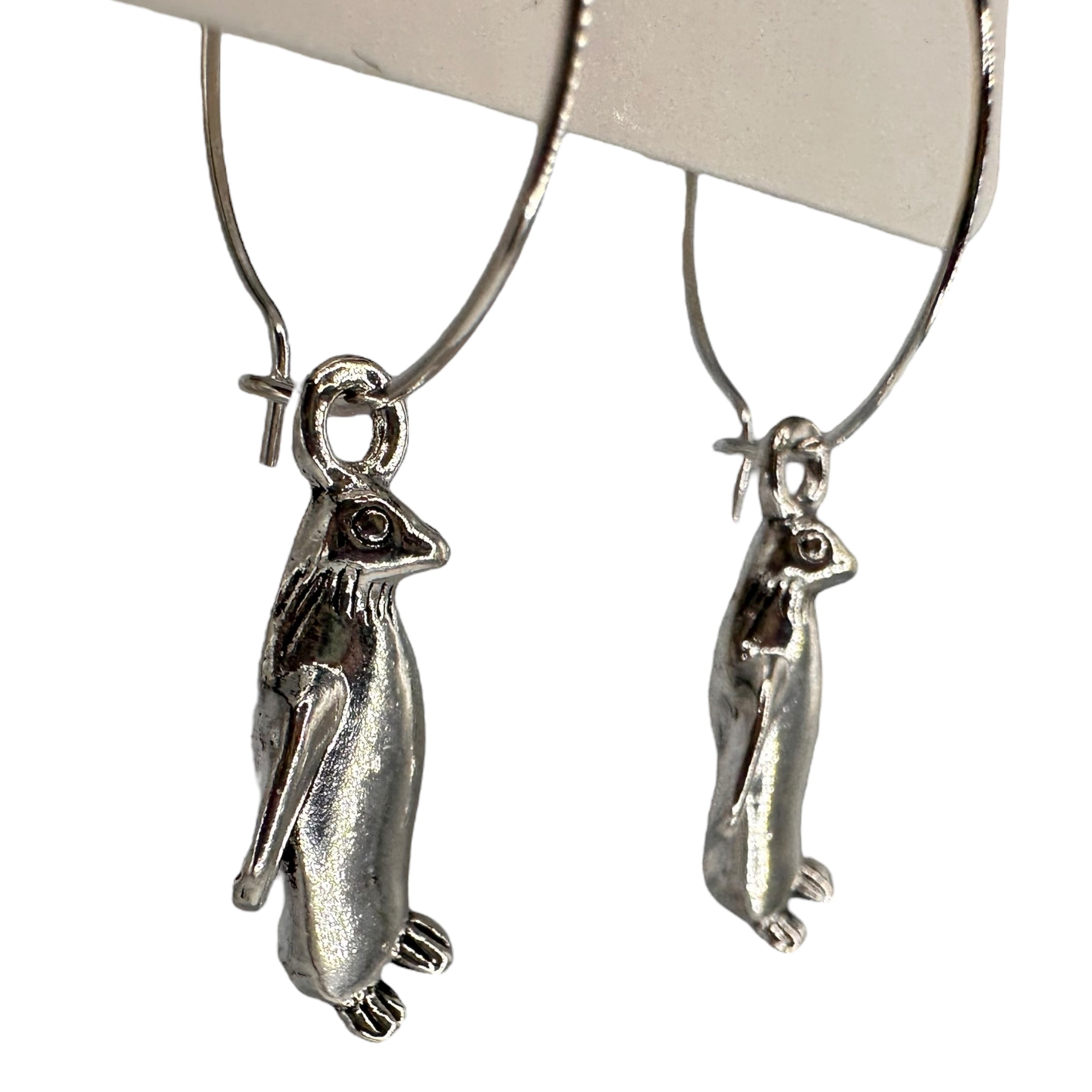 Silver penguin charm earrings — Rebel Aura handmade jewellery