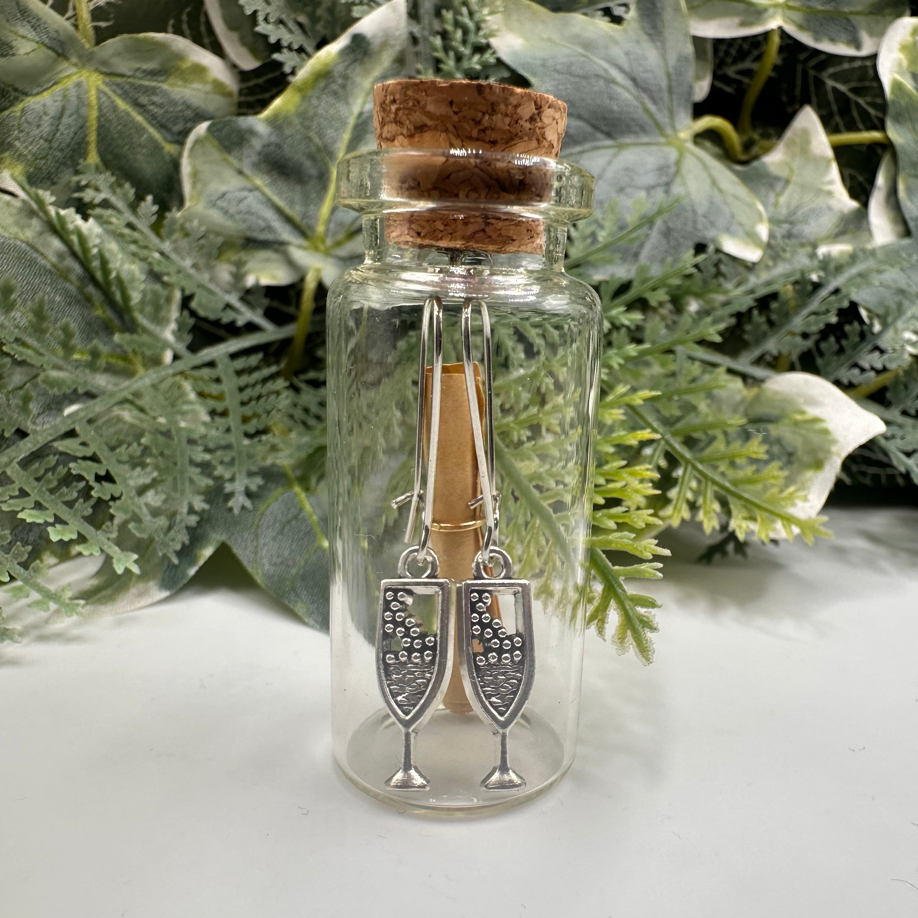 Champagne Flute Celebration Bottled Charm Earrings - Gift Boxed