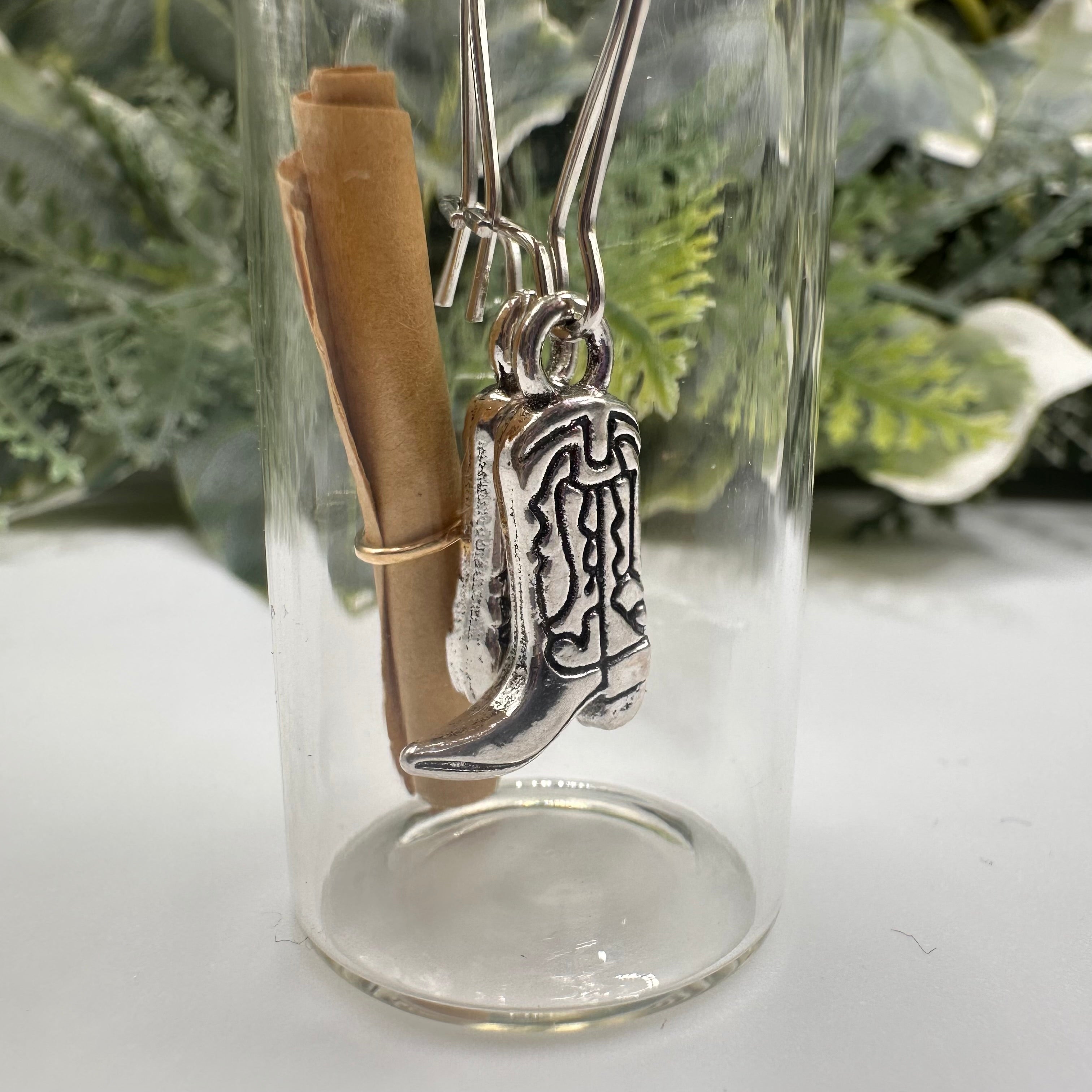 Wild West Cowboy Boots Bottled Charm Earrings - Gift Boxed