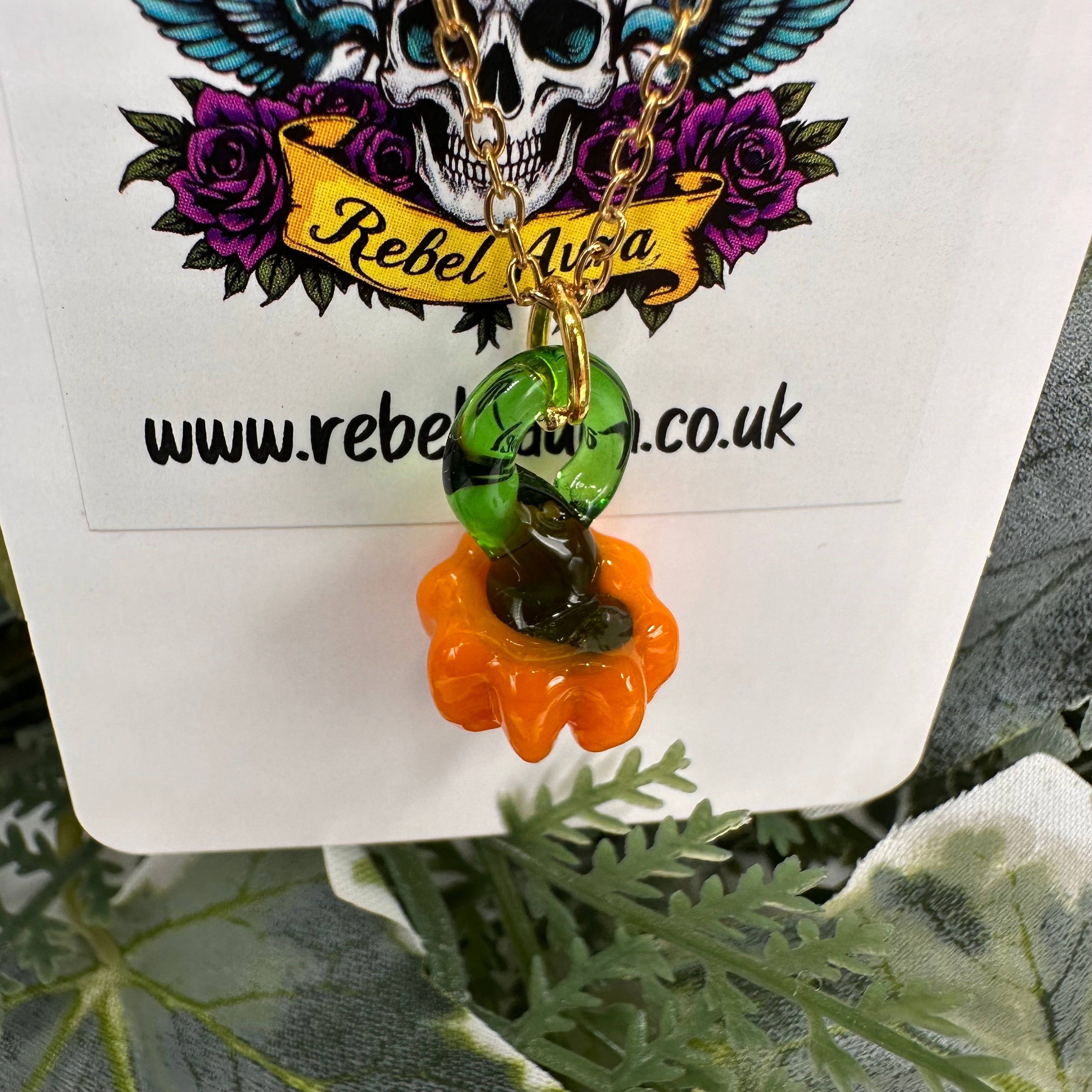 Glass Pumpkin Charm Necklace