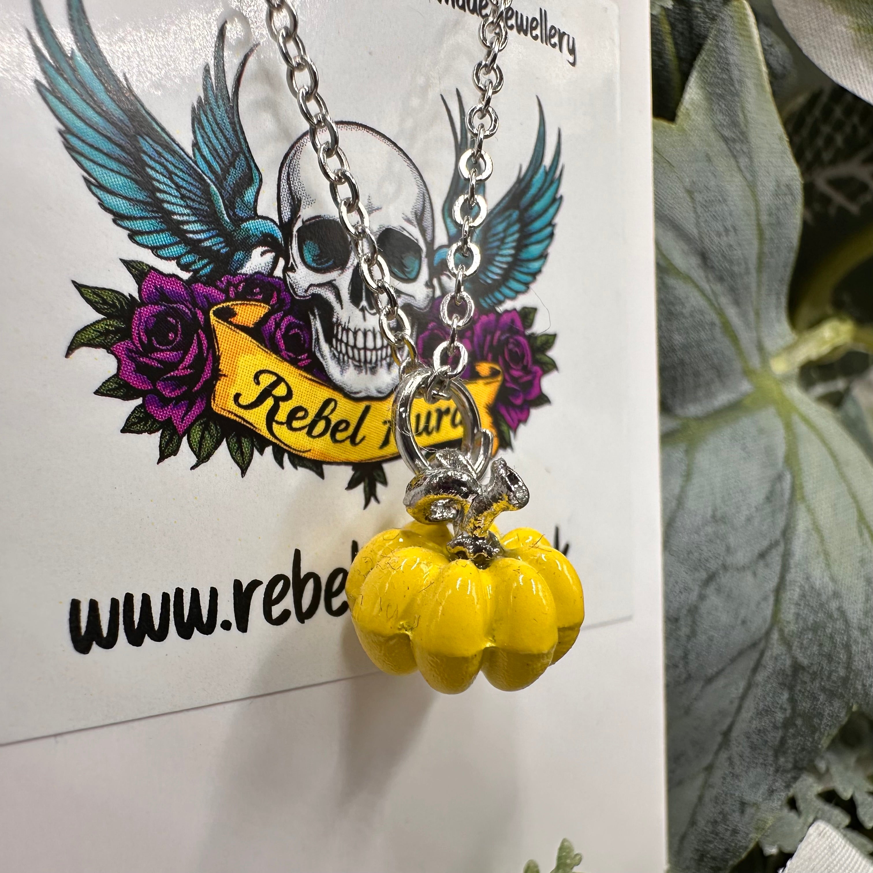 Yellow Pumpkin Charm Necklace
