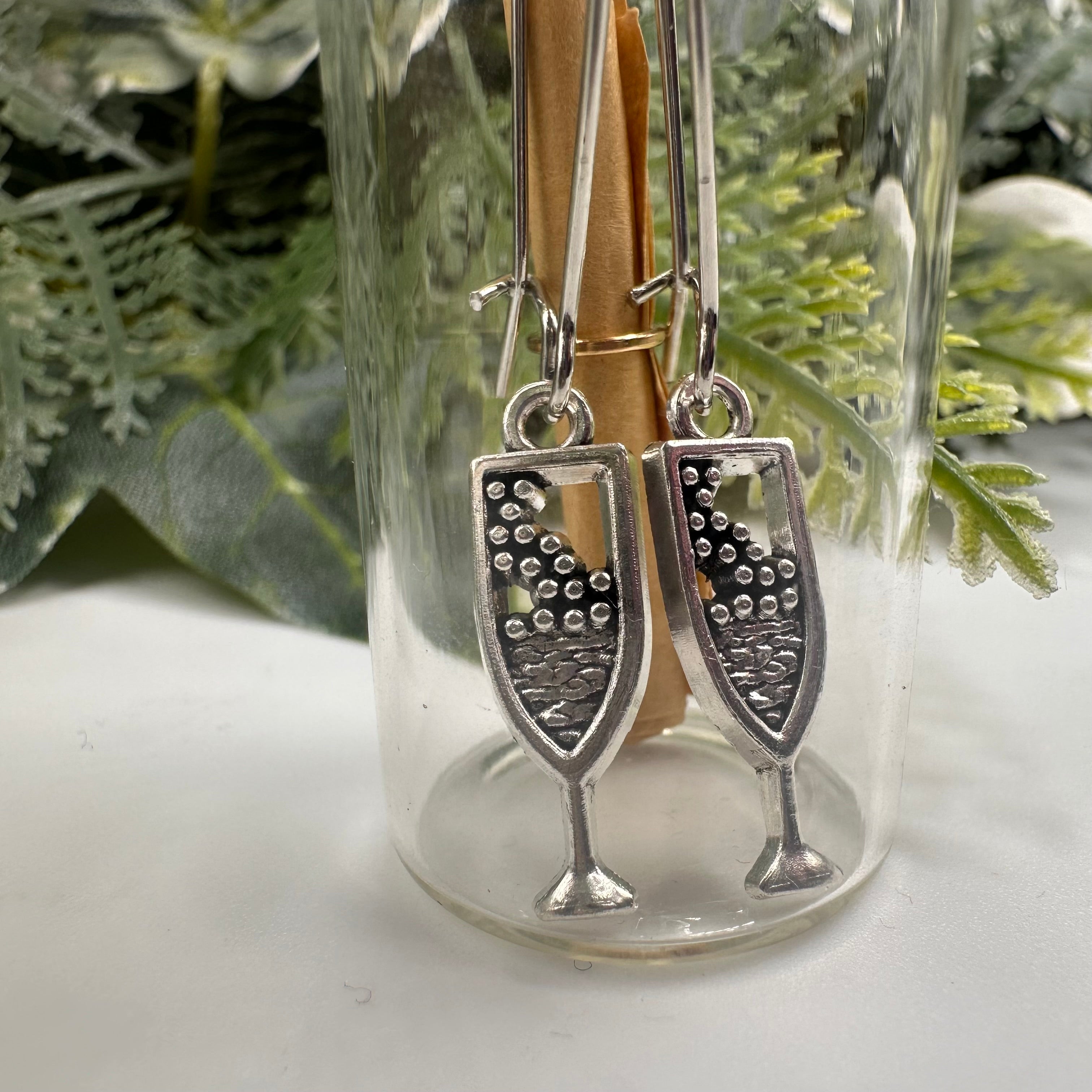 Champagne Flute Celebration Bottled Charm Earrings