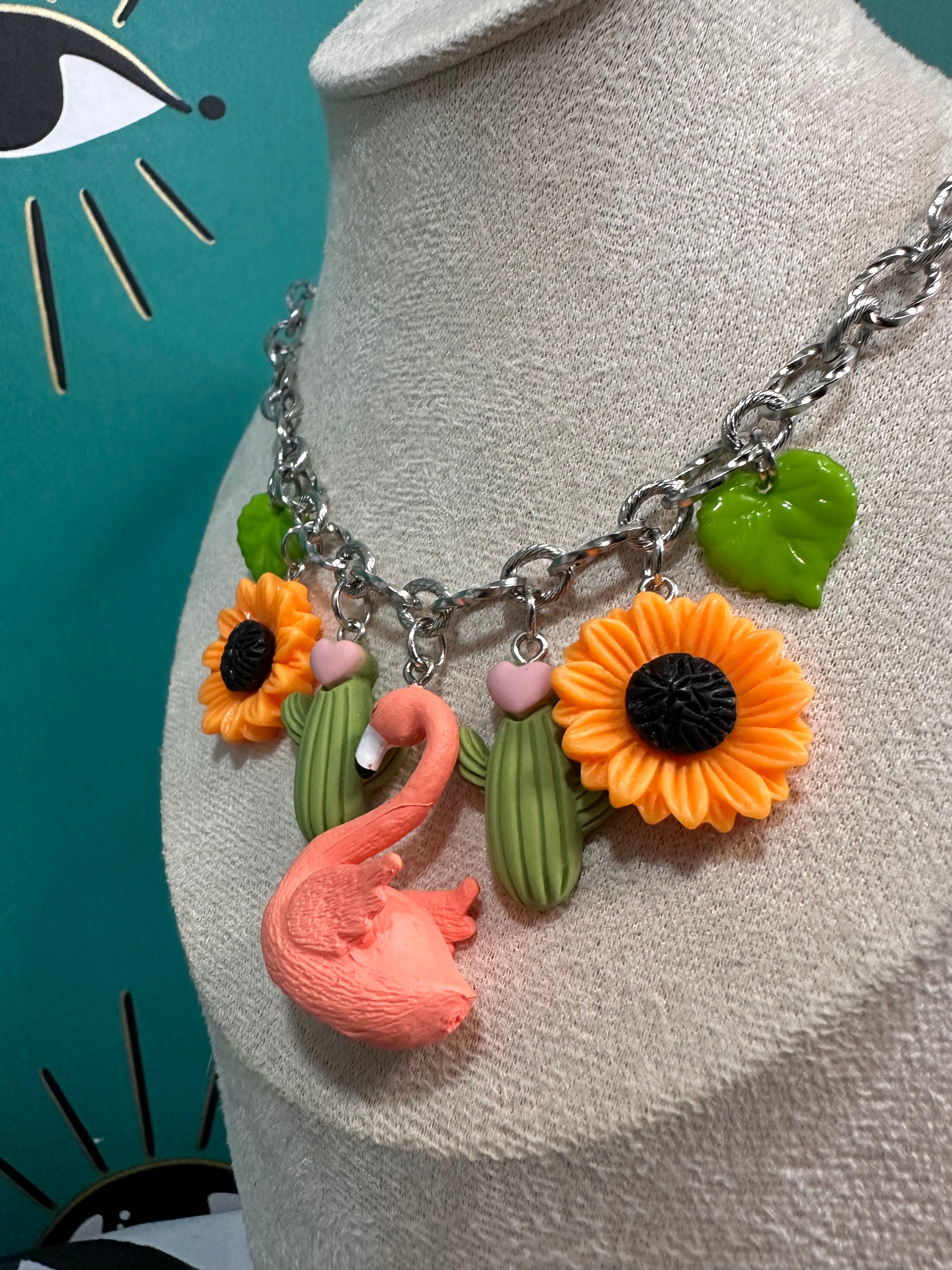 Flamingo Garden Charm Necklace