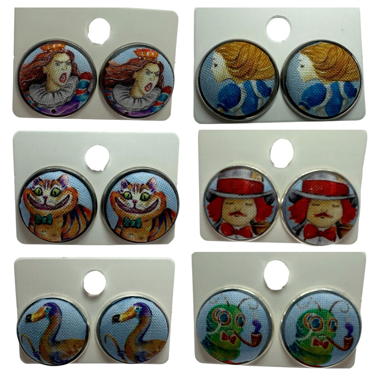 Alice In Wonderland Stud Earrings: Queen of Hearts, Cheshire Cat & More