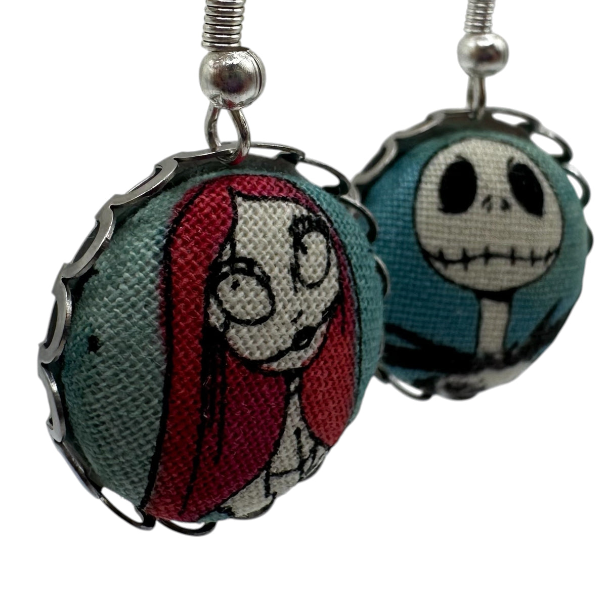 Mismatched Jack and Sally drop earrings, Nightmare Before Christmas gothic gift