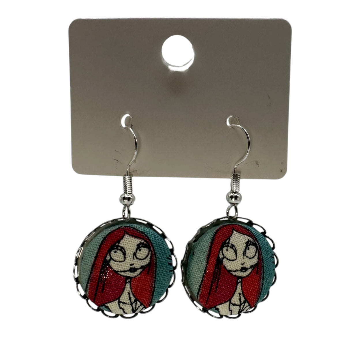 Pair of Jack Skellington drop earrings, quirky alternative UK jewellery