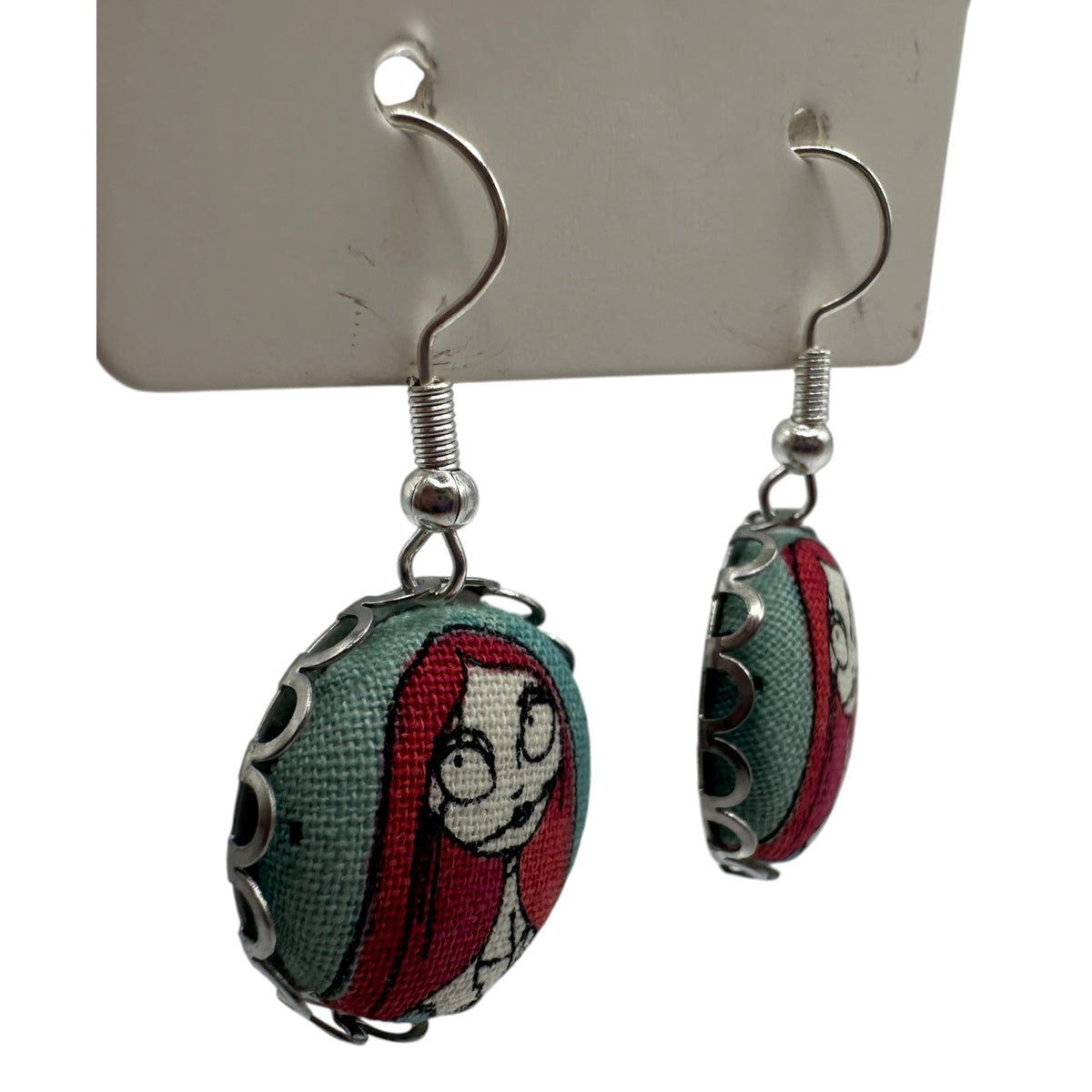 Pair of Sally drop earrings, quirky alternative UK jewellery
