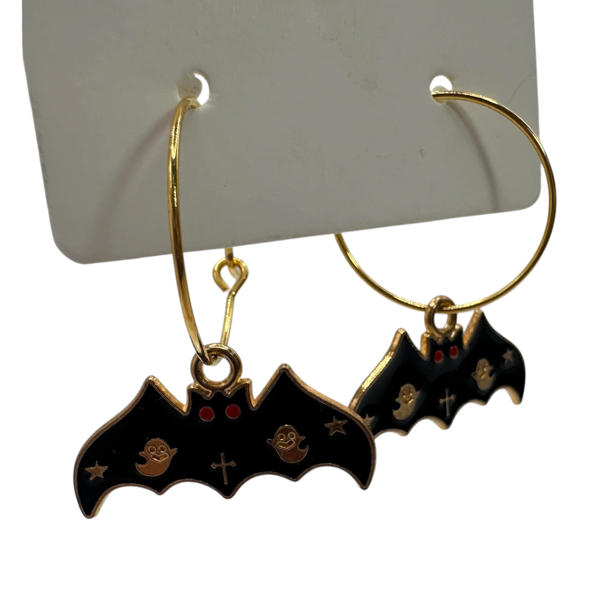 Spooky Symbols Bat Charm Earrings