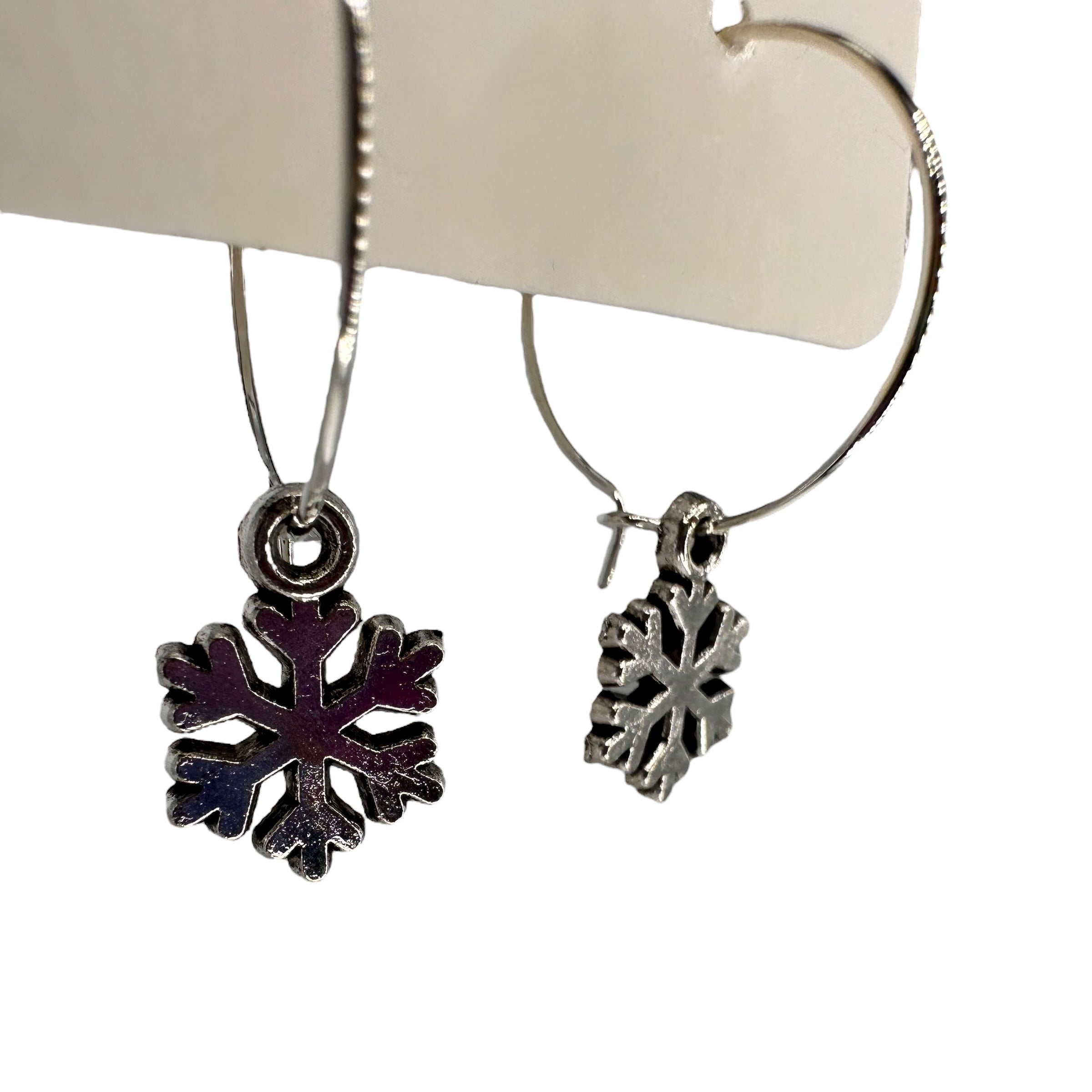 Silver Snowflake Charm Earrings