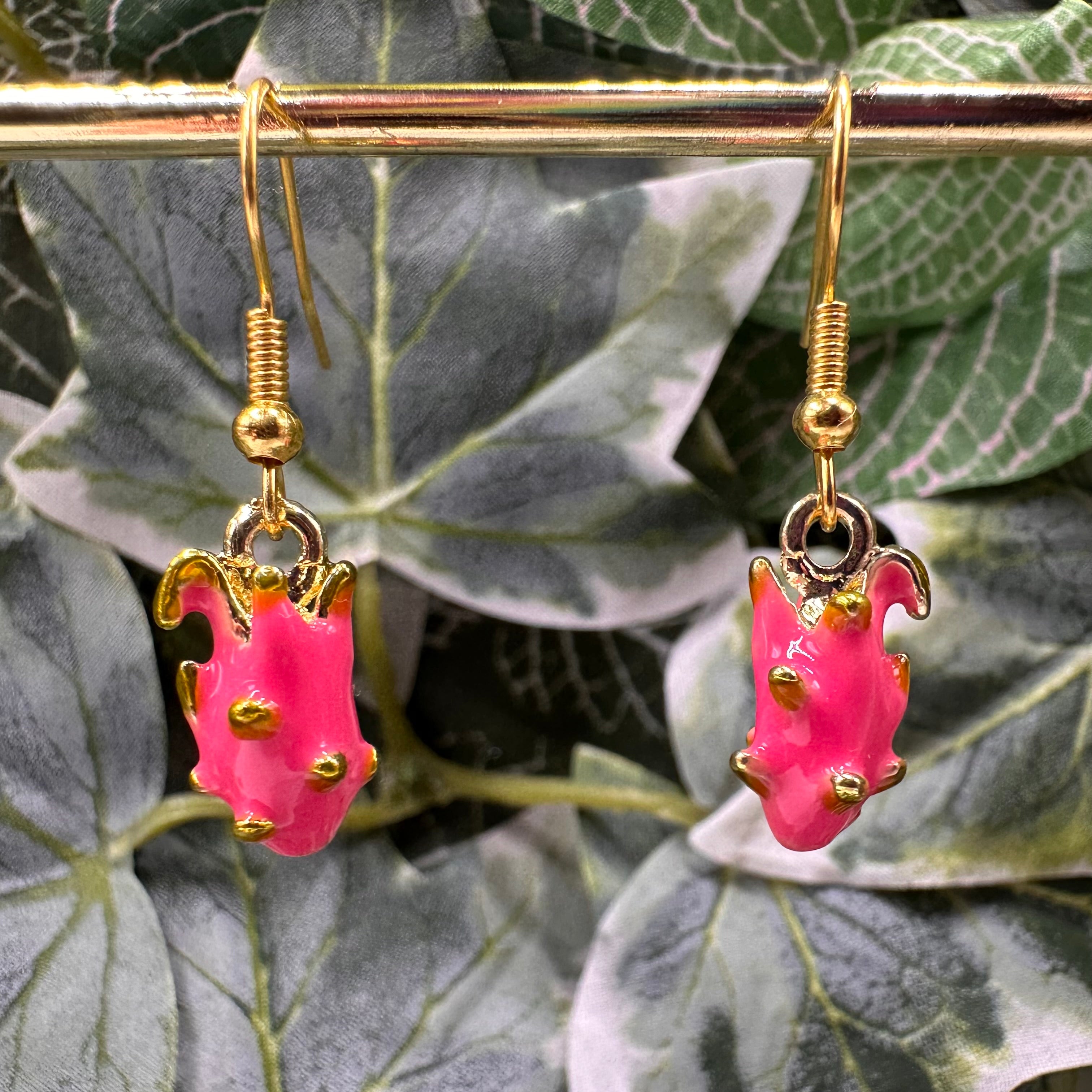 Pink Dragon Fruit Charm Earrings