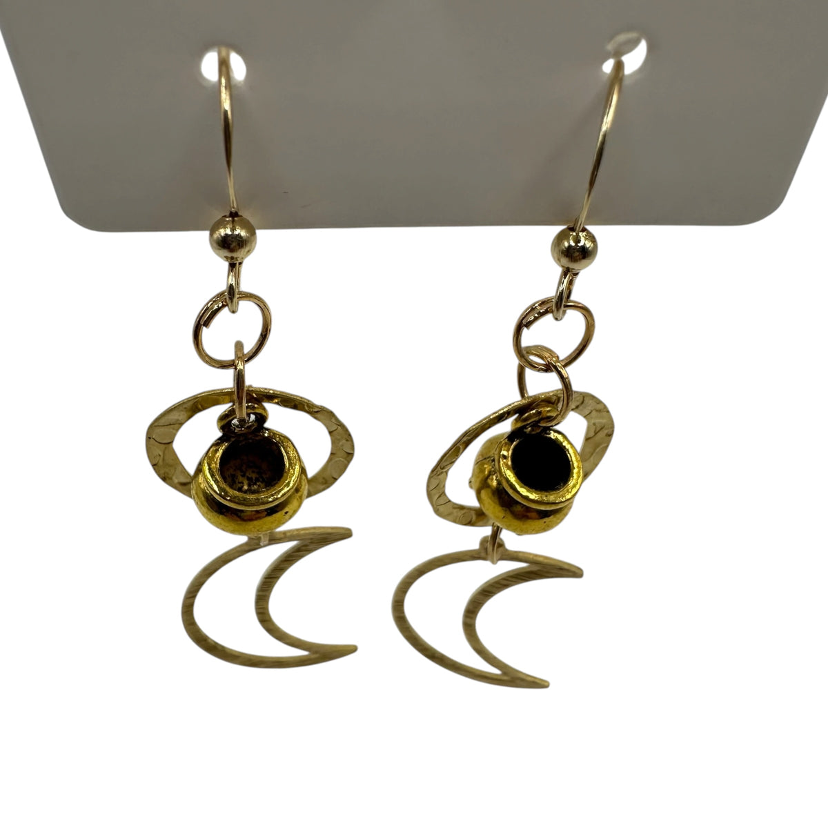 Witching Hour Earrings – champagne gold-tone cauldron and crescent moon earrings