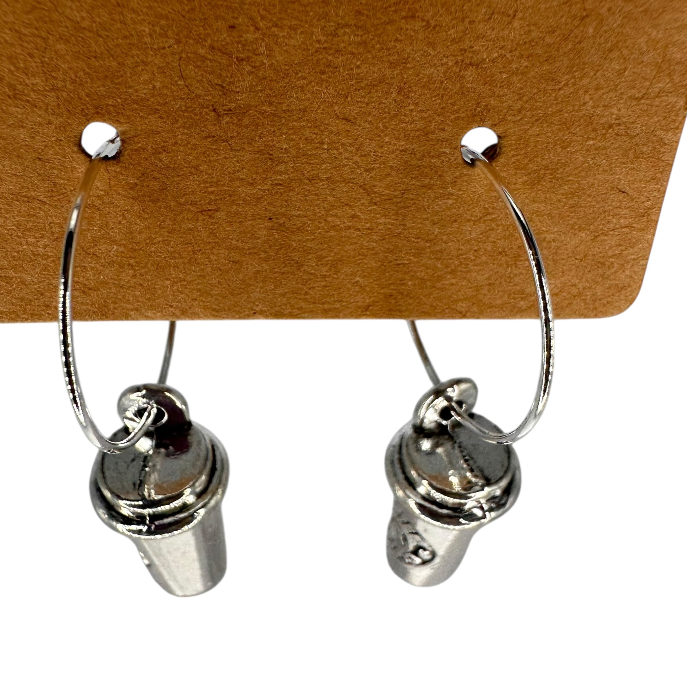 Silver Coffee Cup Charm Earrings