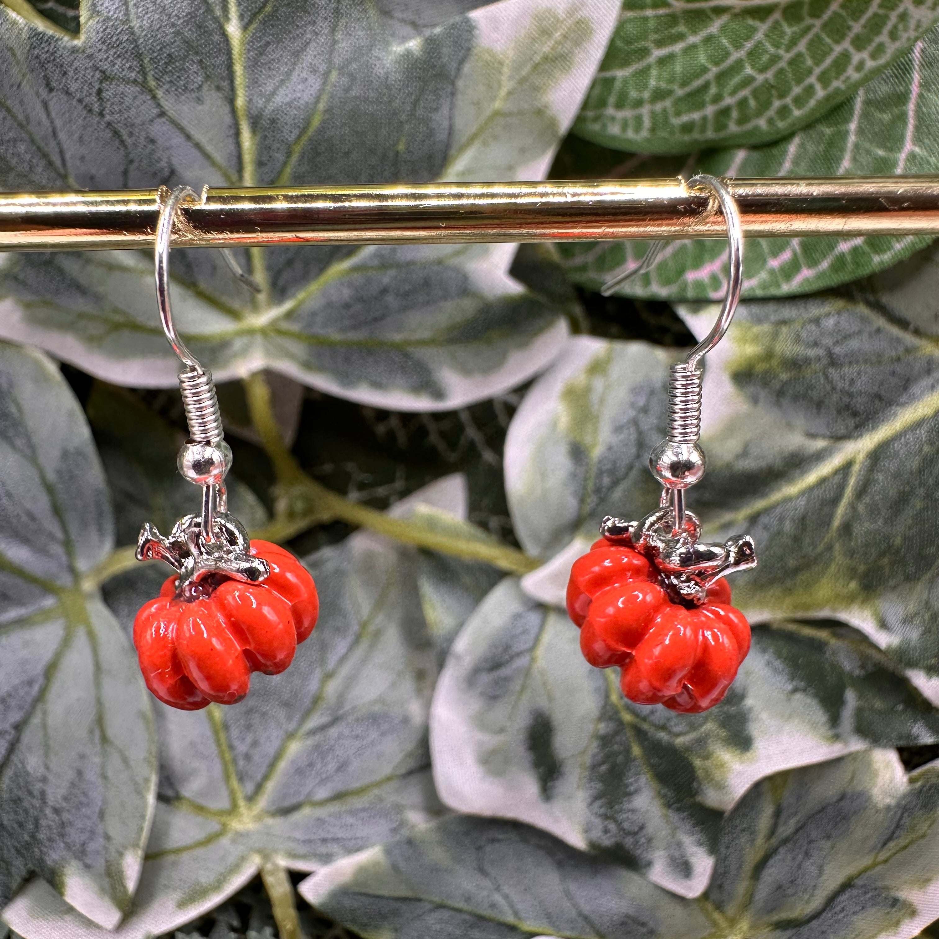 Orange Pumpkin Charm Earrings