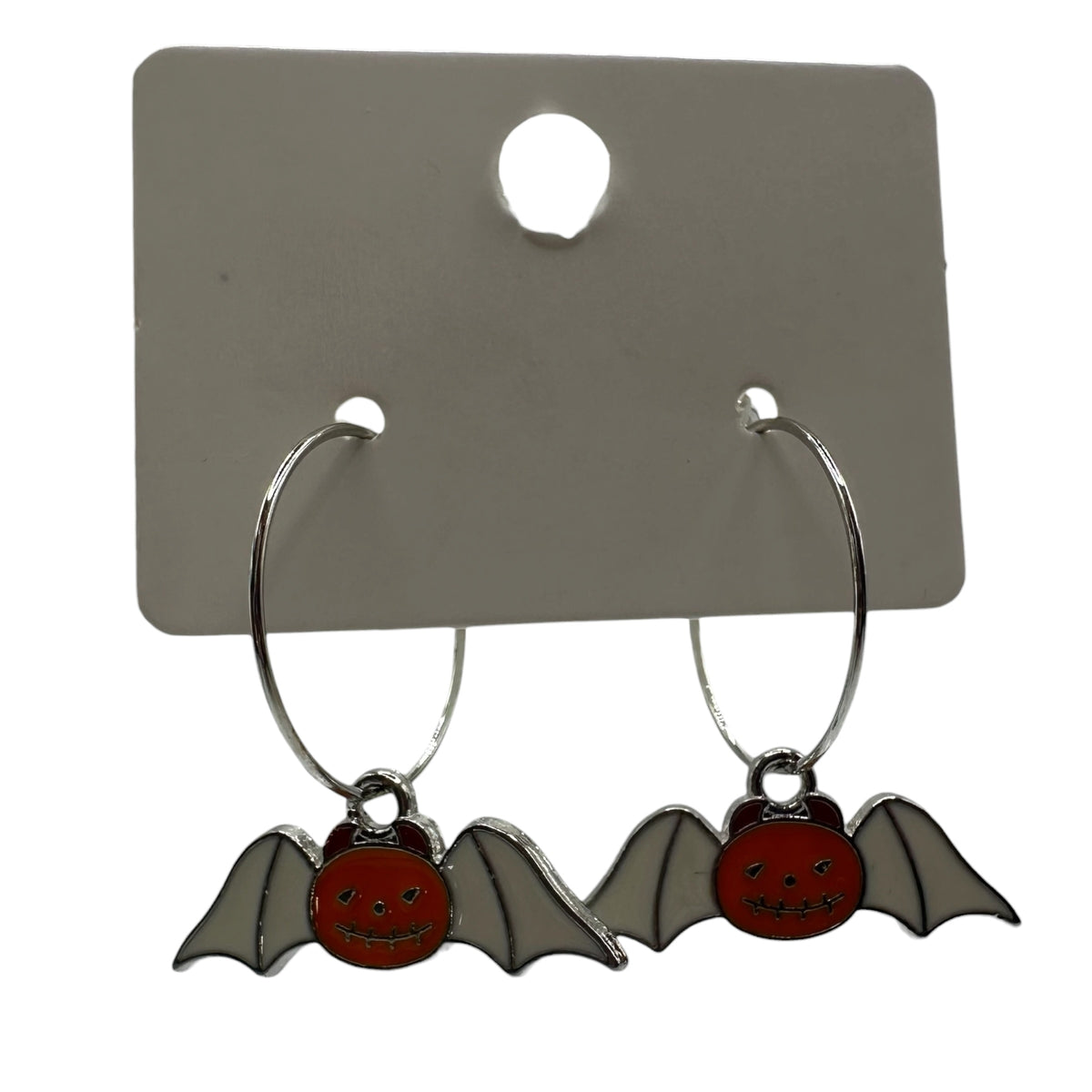 White-Winged Pumpkin Bat Charm Earrings