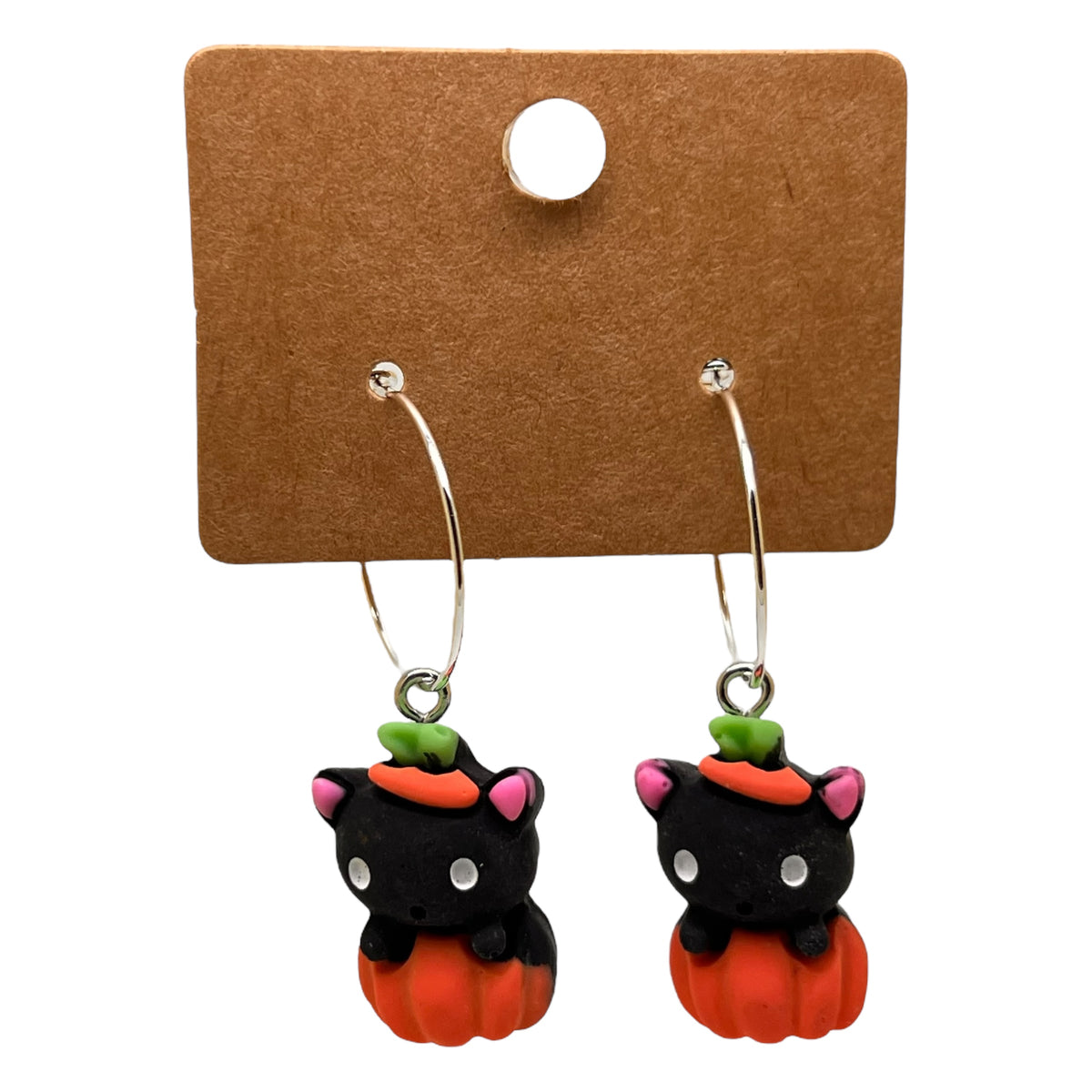 Cats in pumpkins Halloween charm earrings — Rebel Aura handmade jewellery