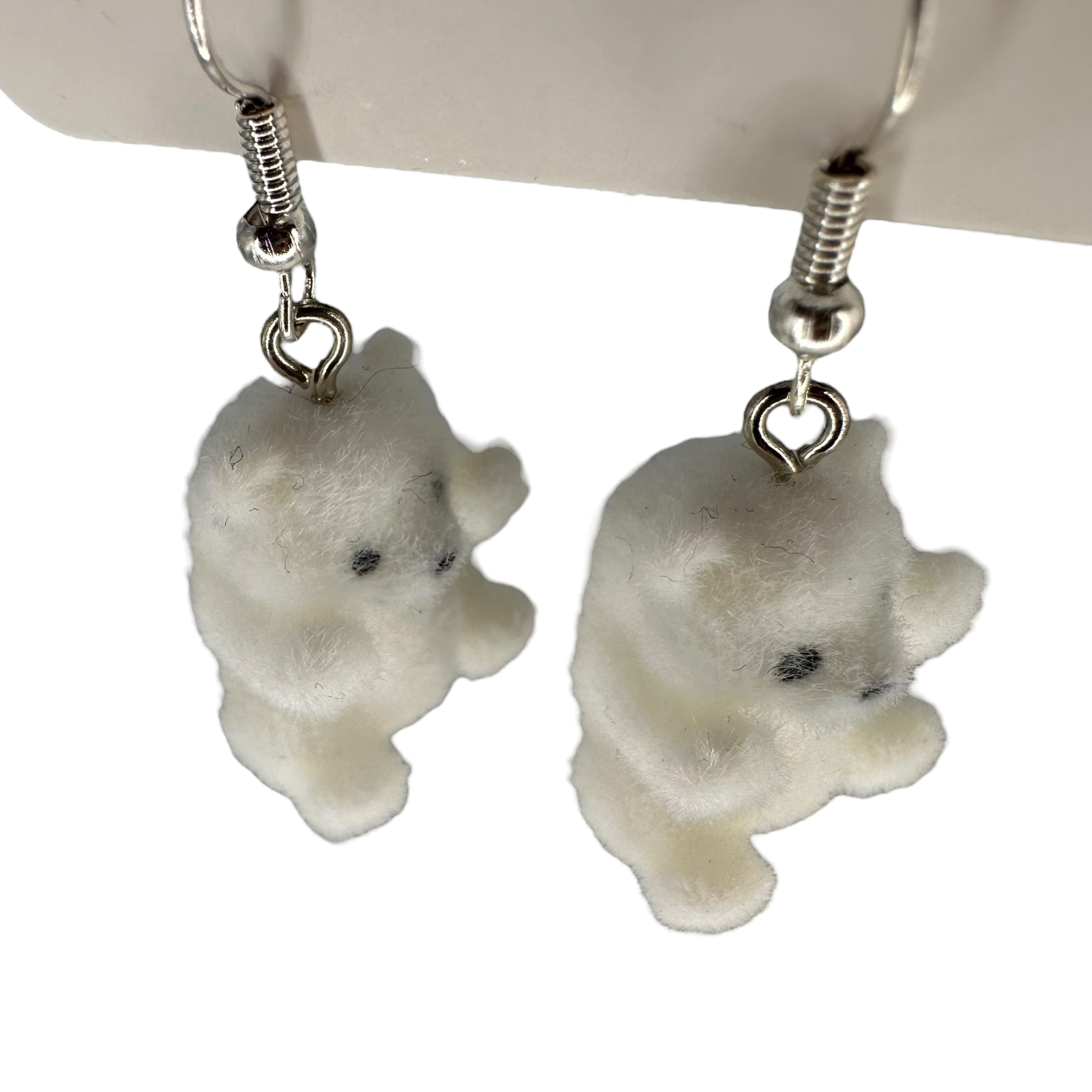 Fuzzy Polar Bear Charm Earrings
