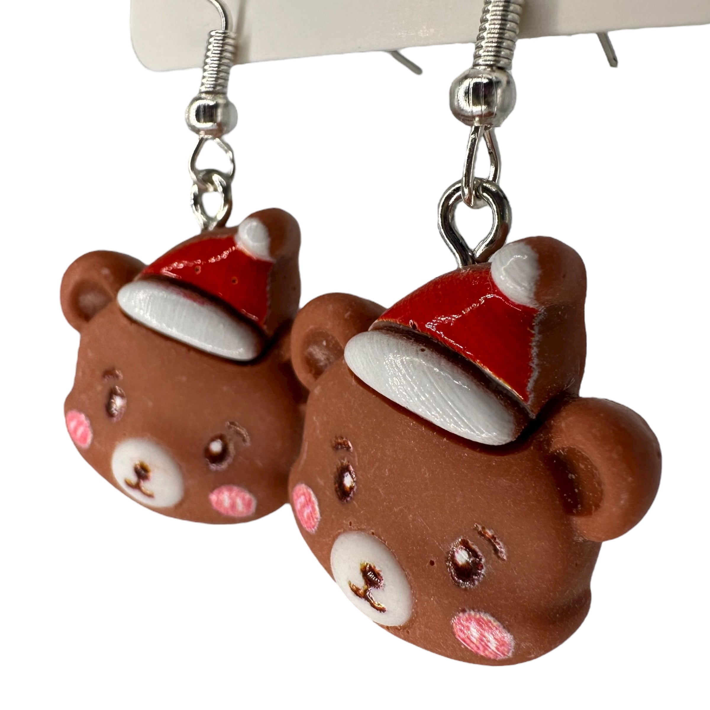 Teddy Bear Santa Charm Earrings