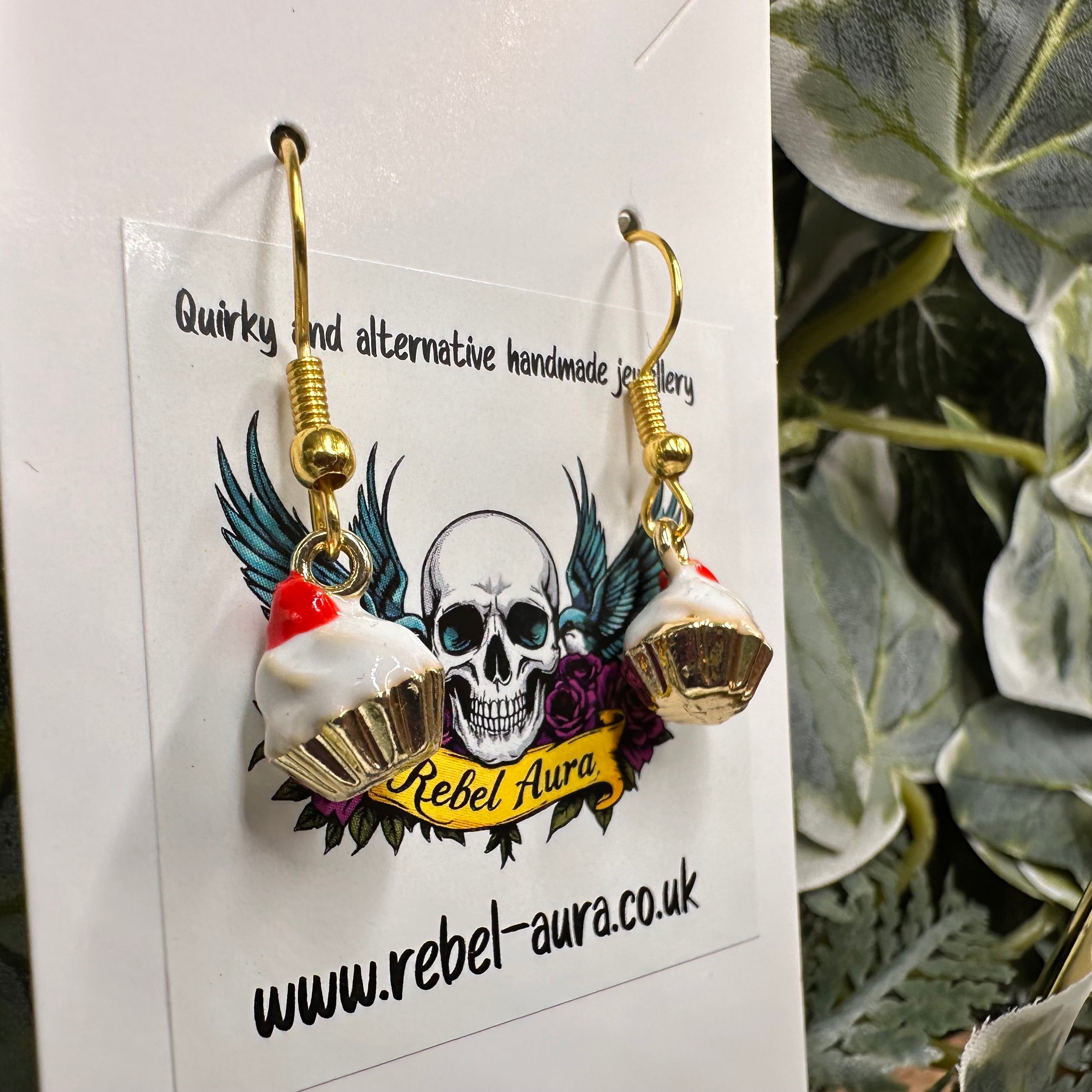 Iced Cherry Cupcake Charm Earrings