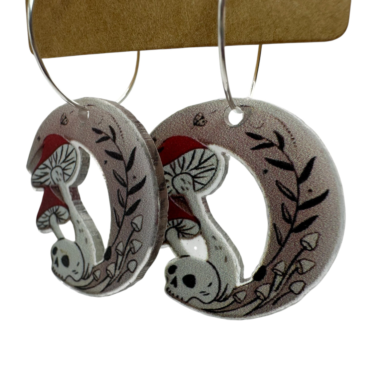Skull & Toadstool Moon Charm Earrings