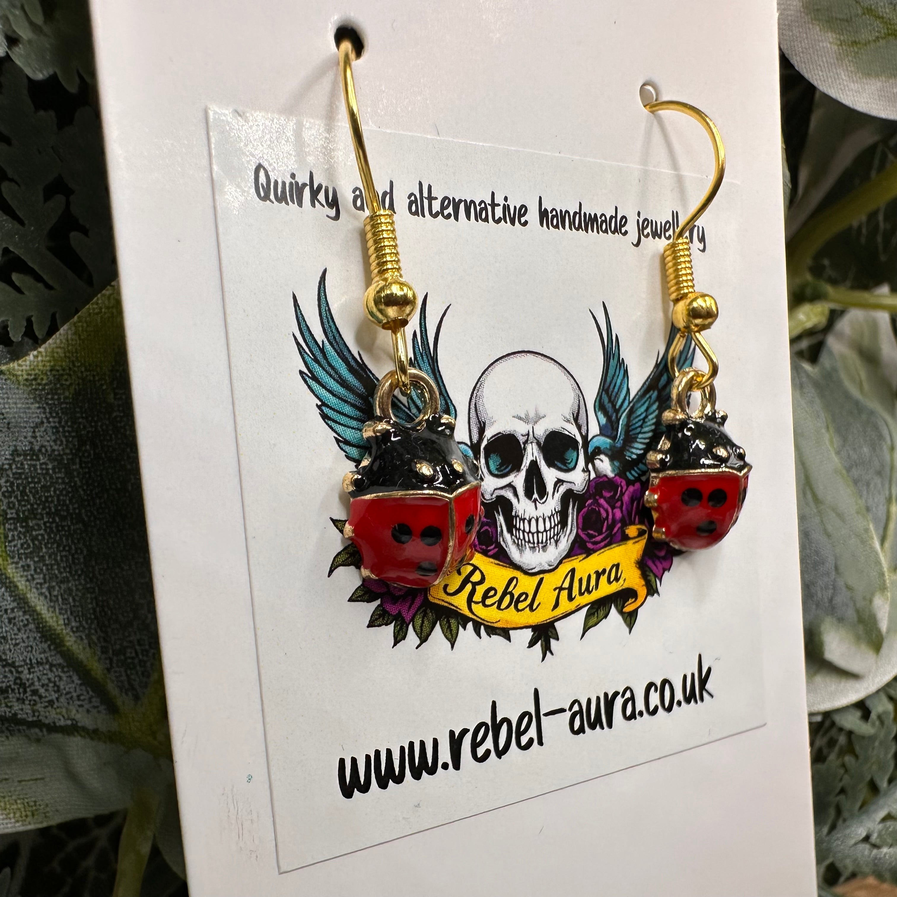 Gold Ladybird Charm Earrings