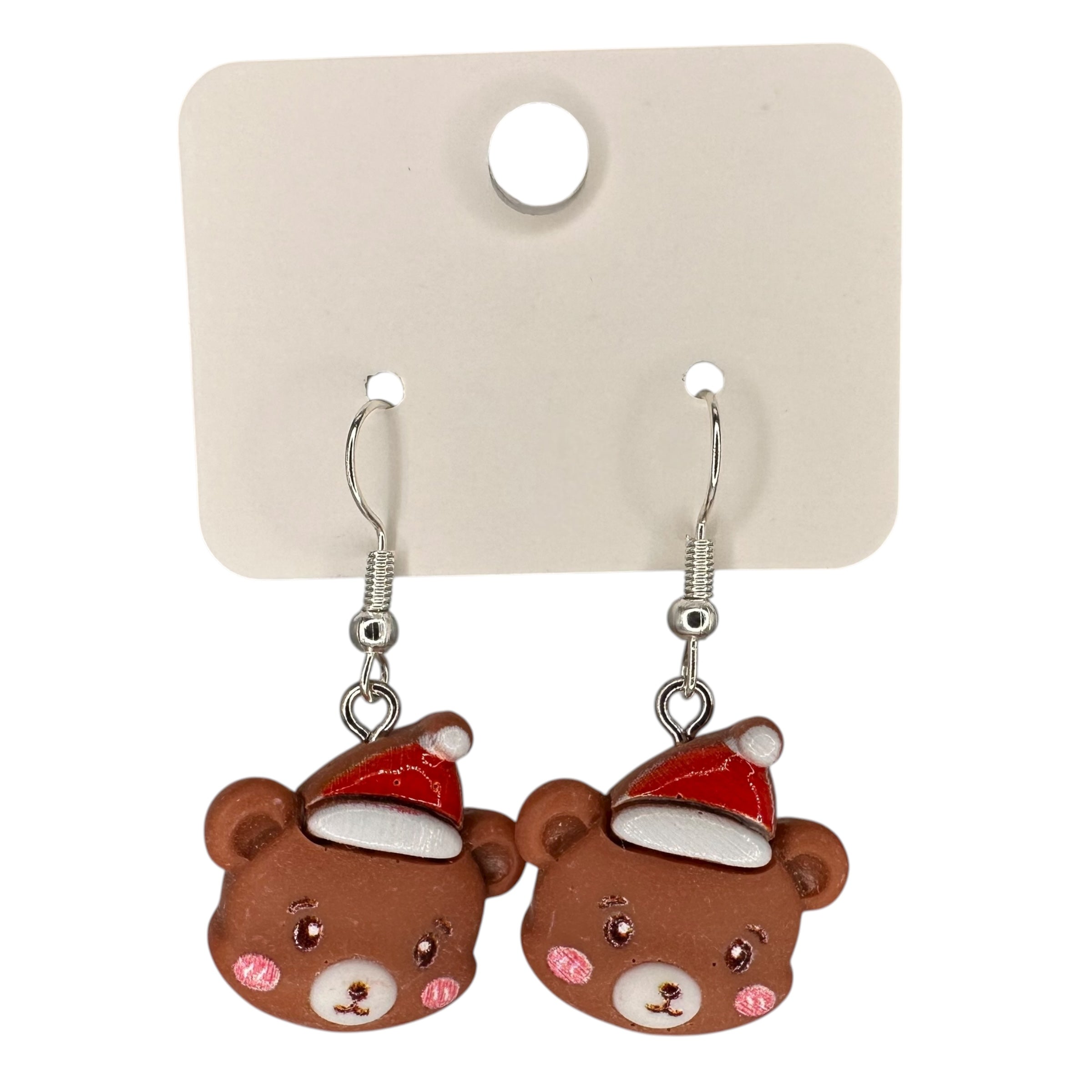 Teddy Bear Santa Charm Earrings