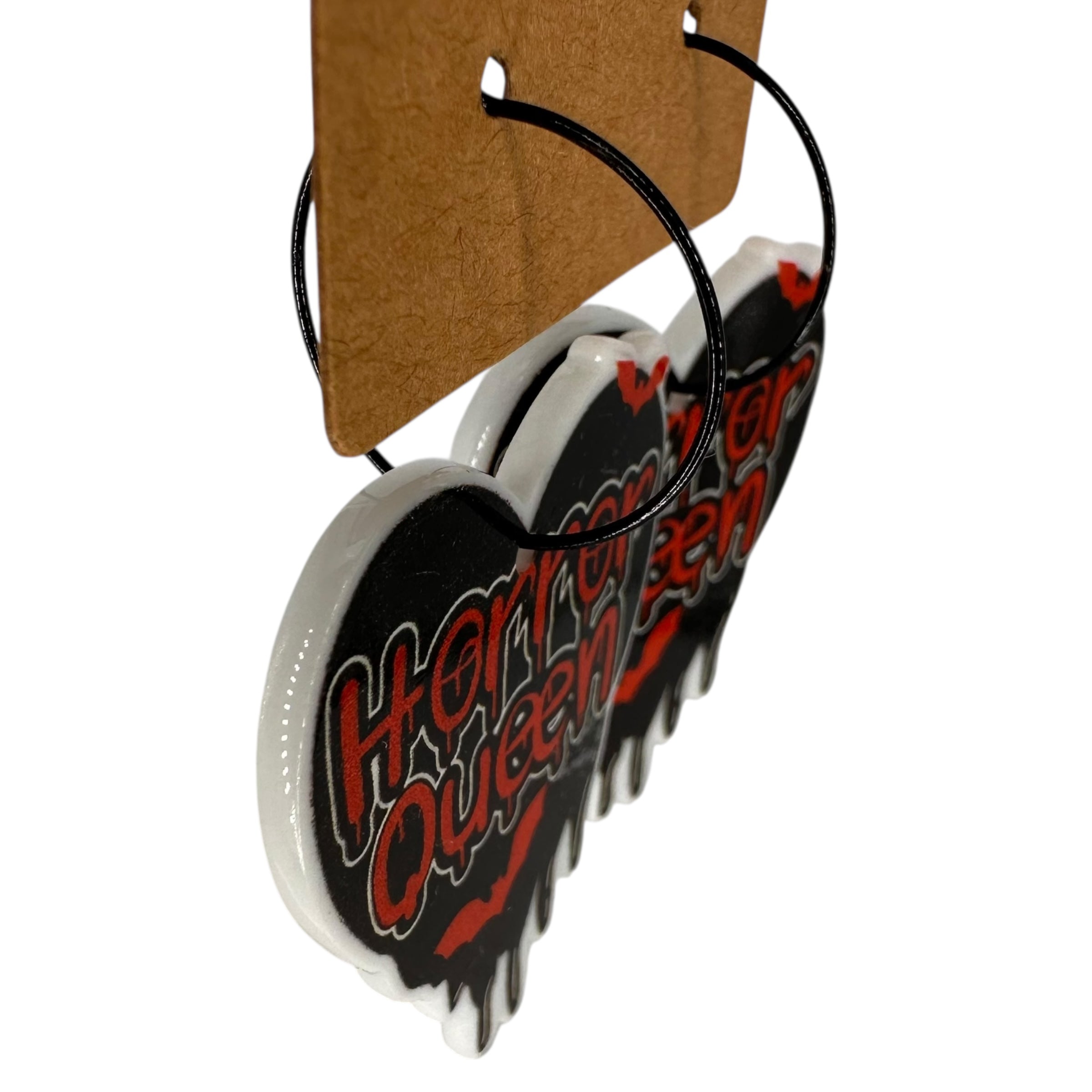 Horror Queen Heart Charm Earrings