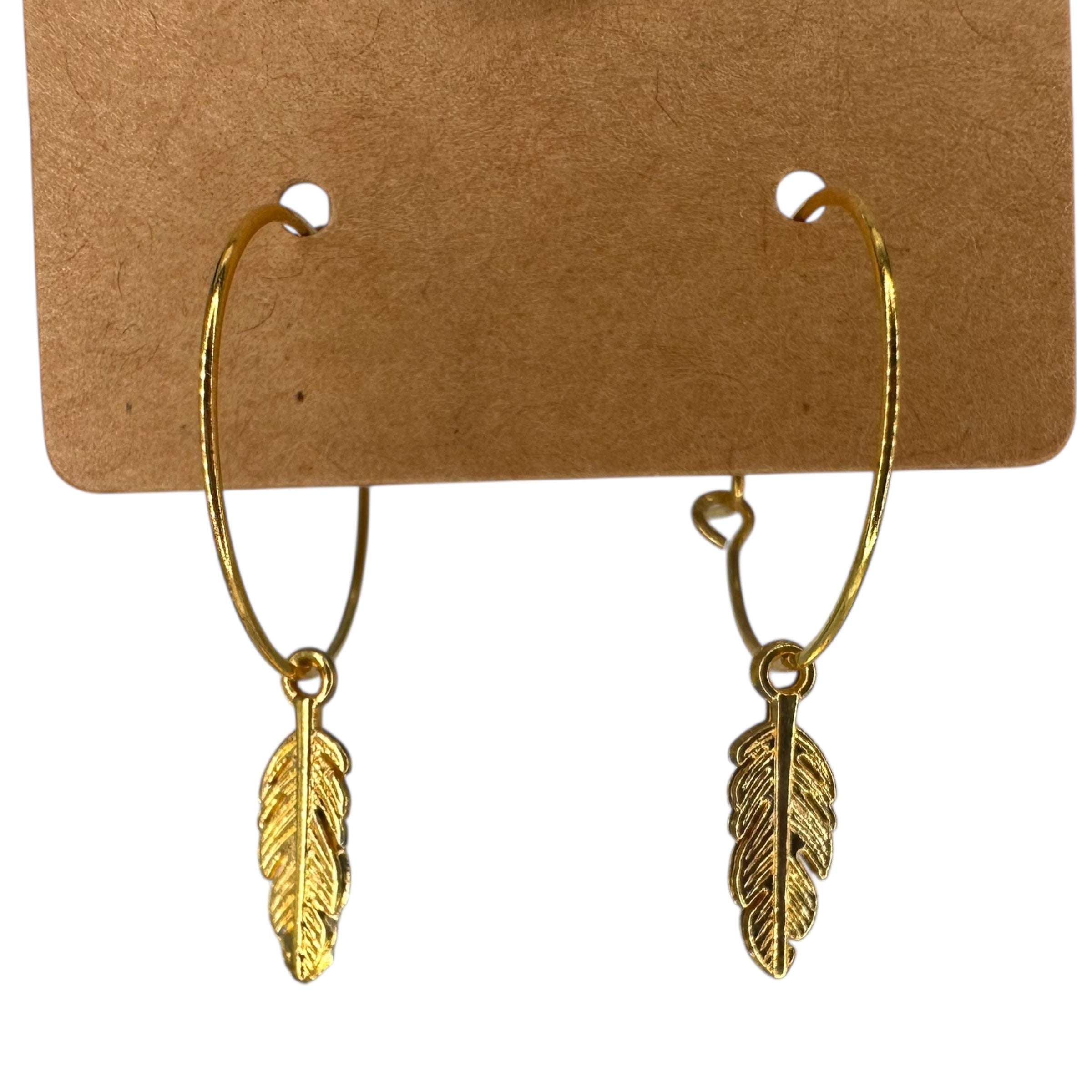 Mini Gold Feather Charm Earrings