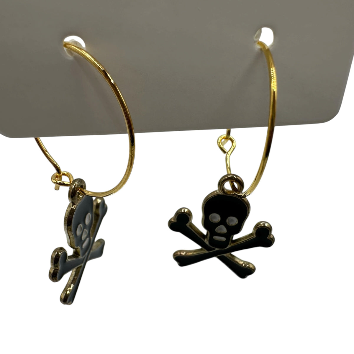 Black & Gold Skull and Crossbones Charm Earrings