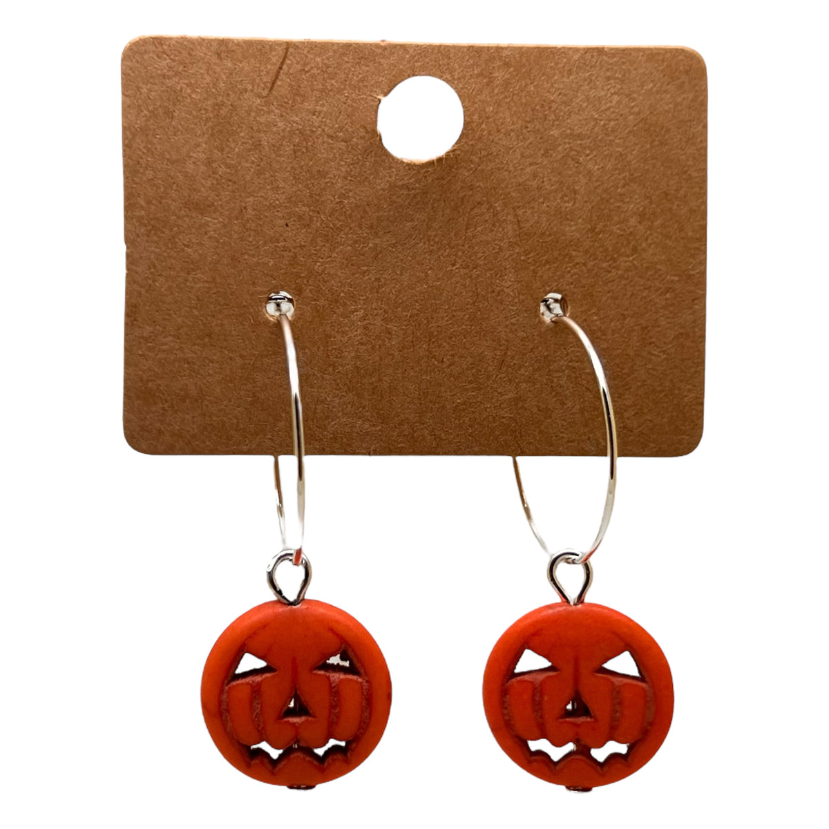 Orange spooky pumpkin Halloween charm earrings — Rebel Aura handmade jewellery