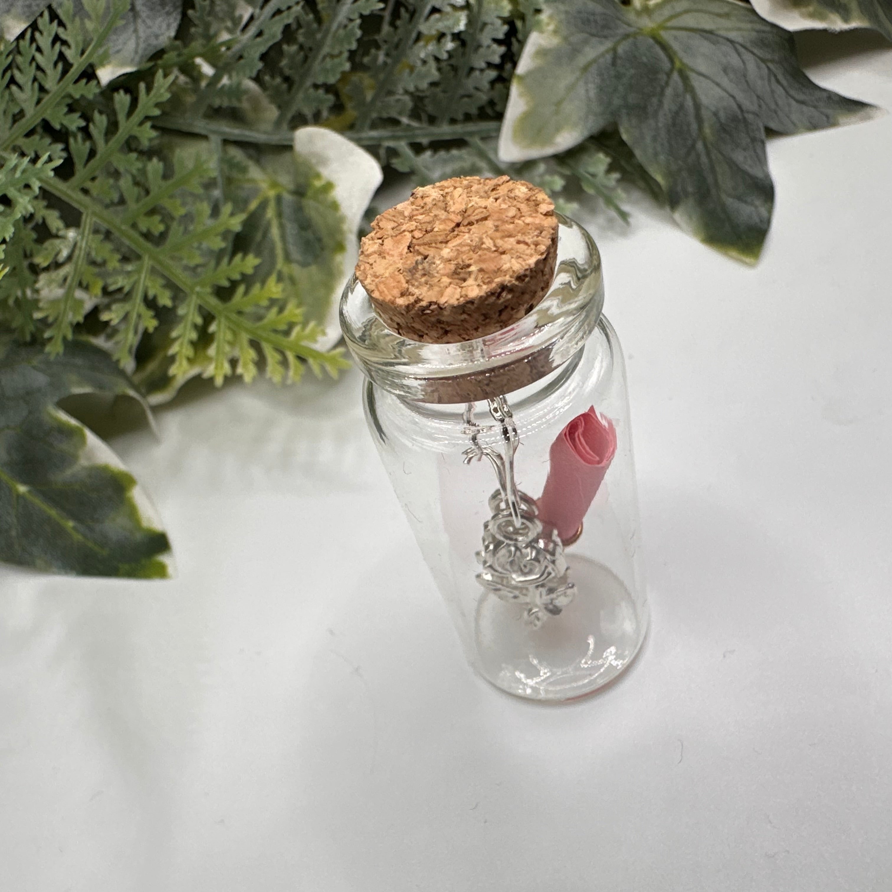 Silver Rose Bottled Charm Earrings - Gift Boxed