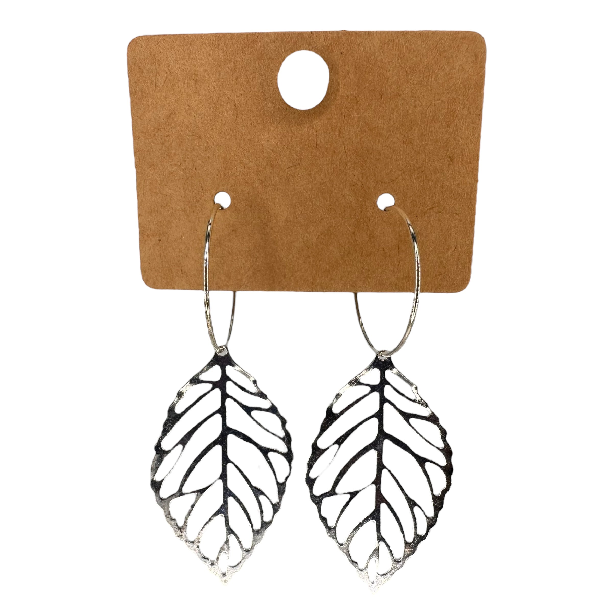 Medium Cutout Leaf Charm Earrings