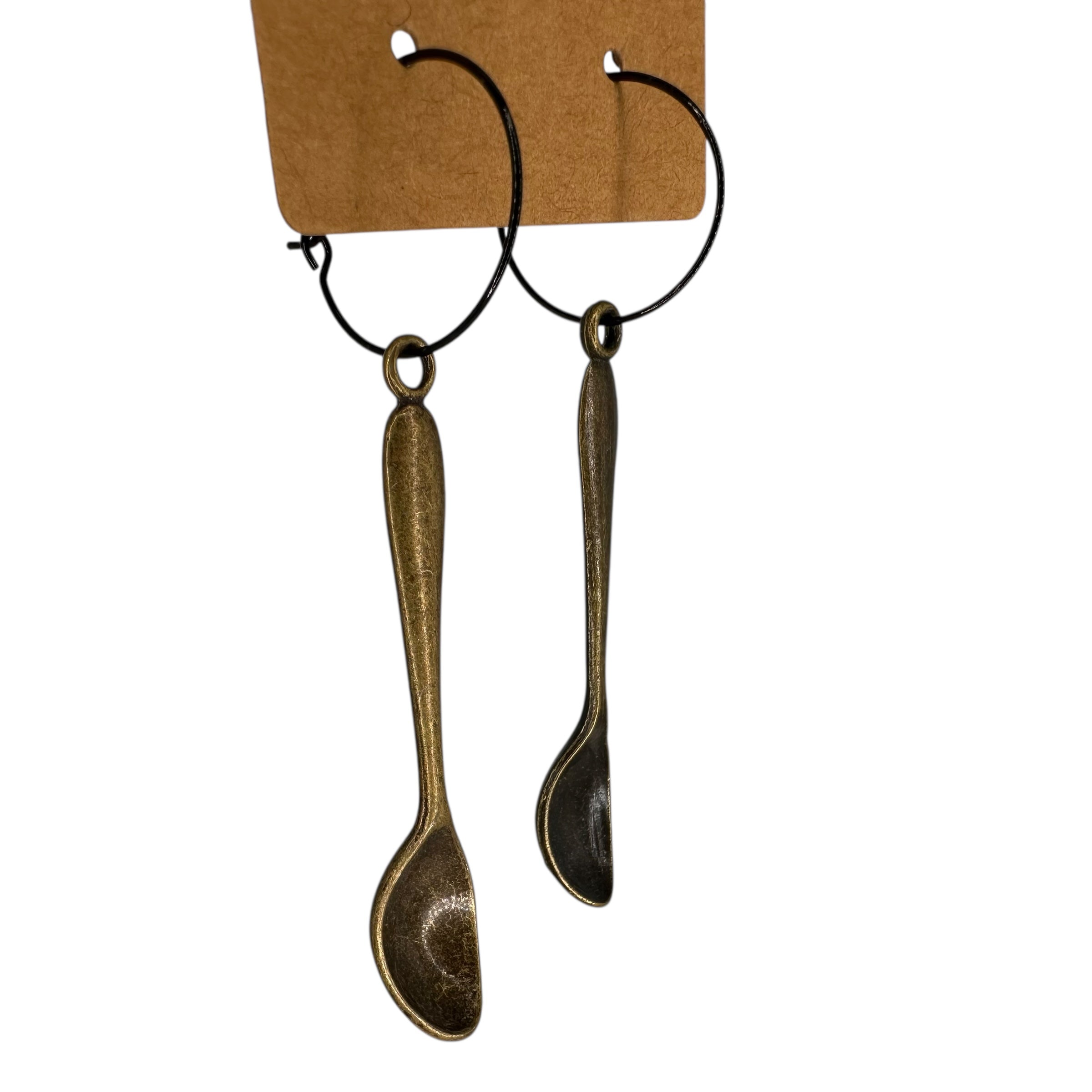 Bronze Spoon Charm Earrings