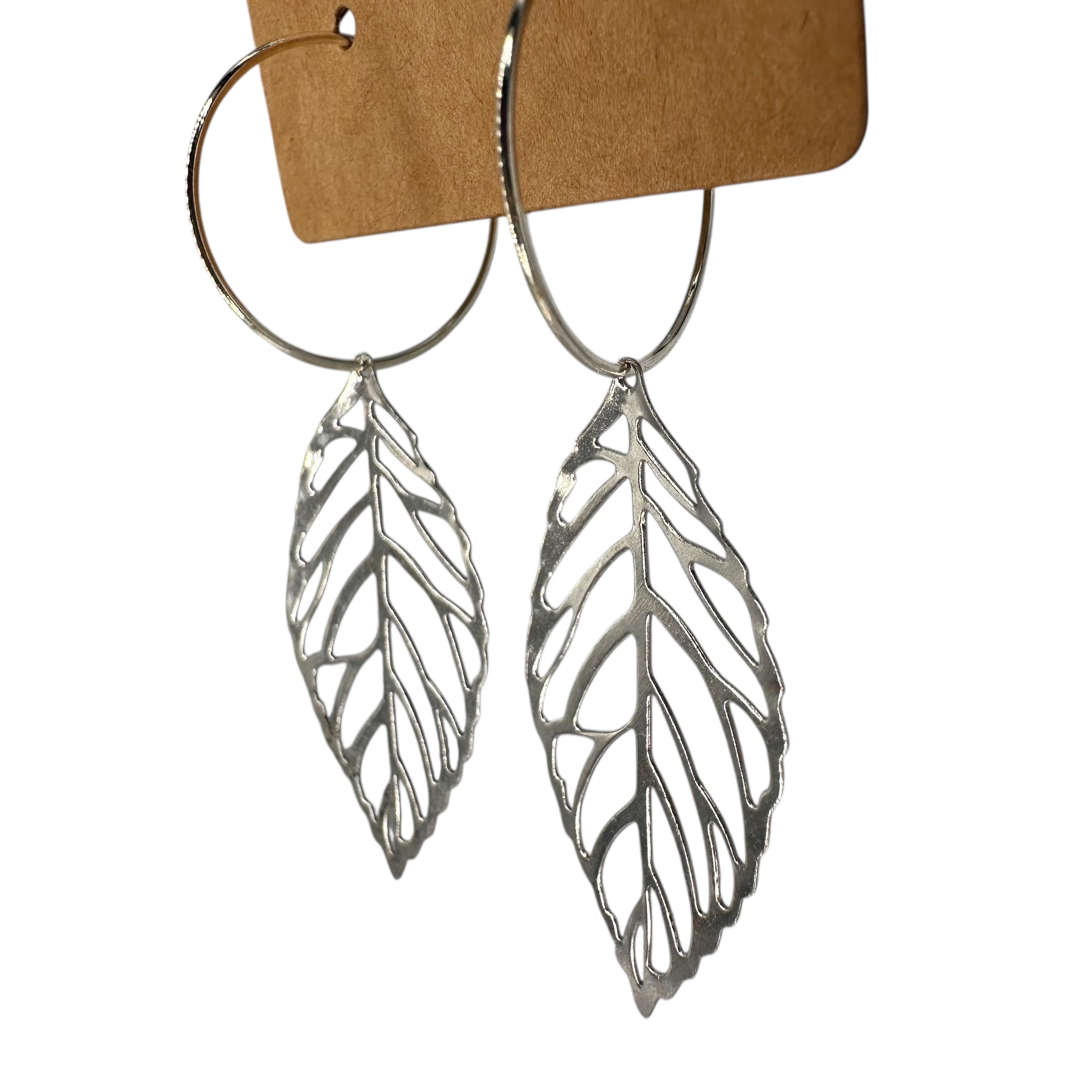 Medium Cutout Leaf Charm Earrings