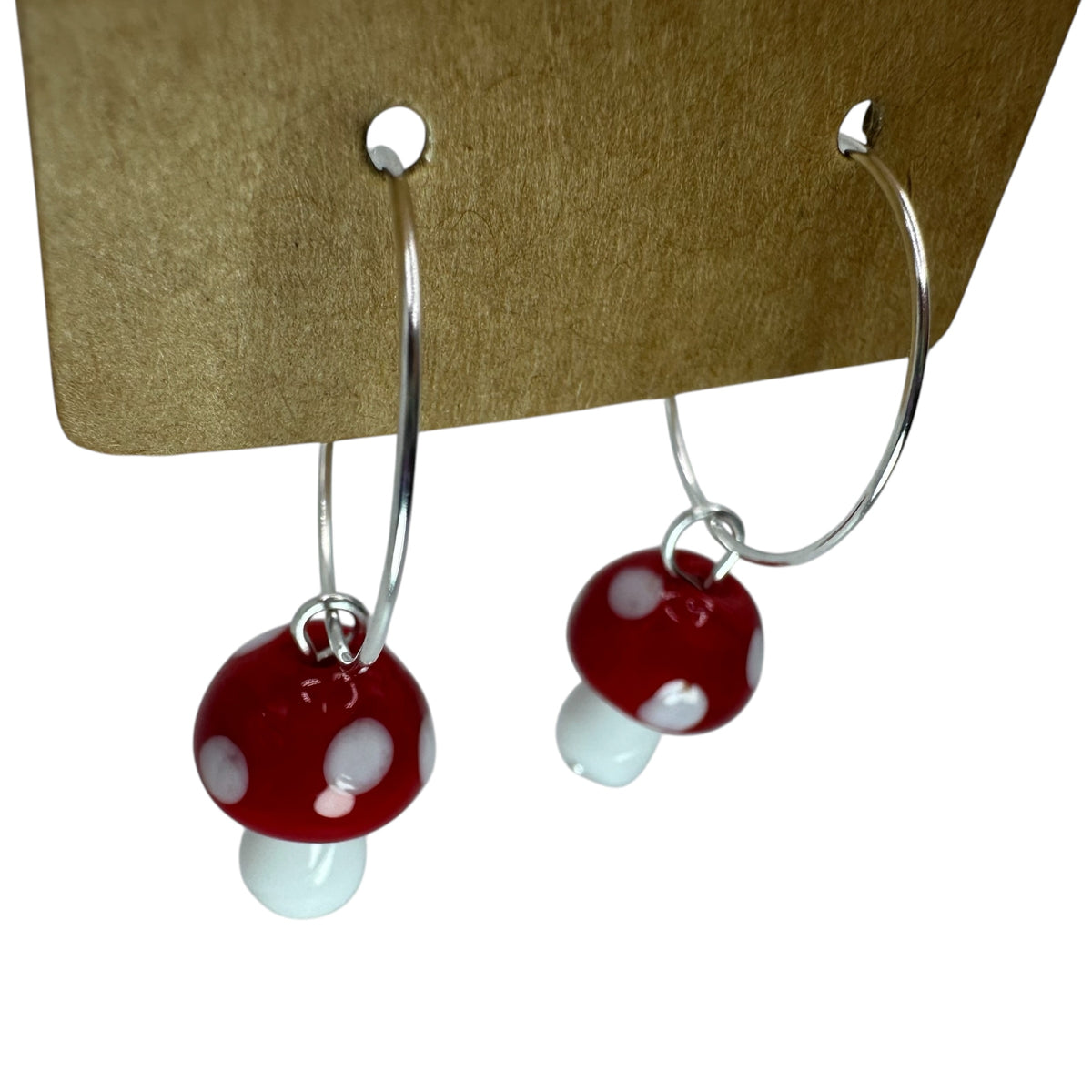 Glass Toadstool Charm Earrings