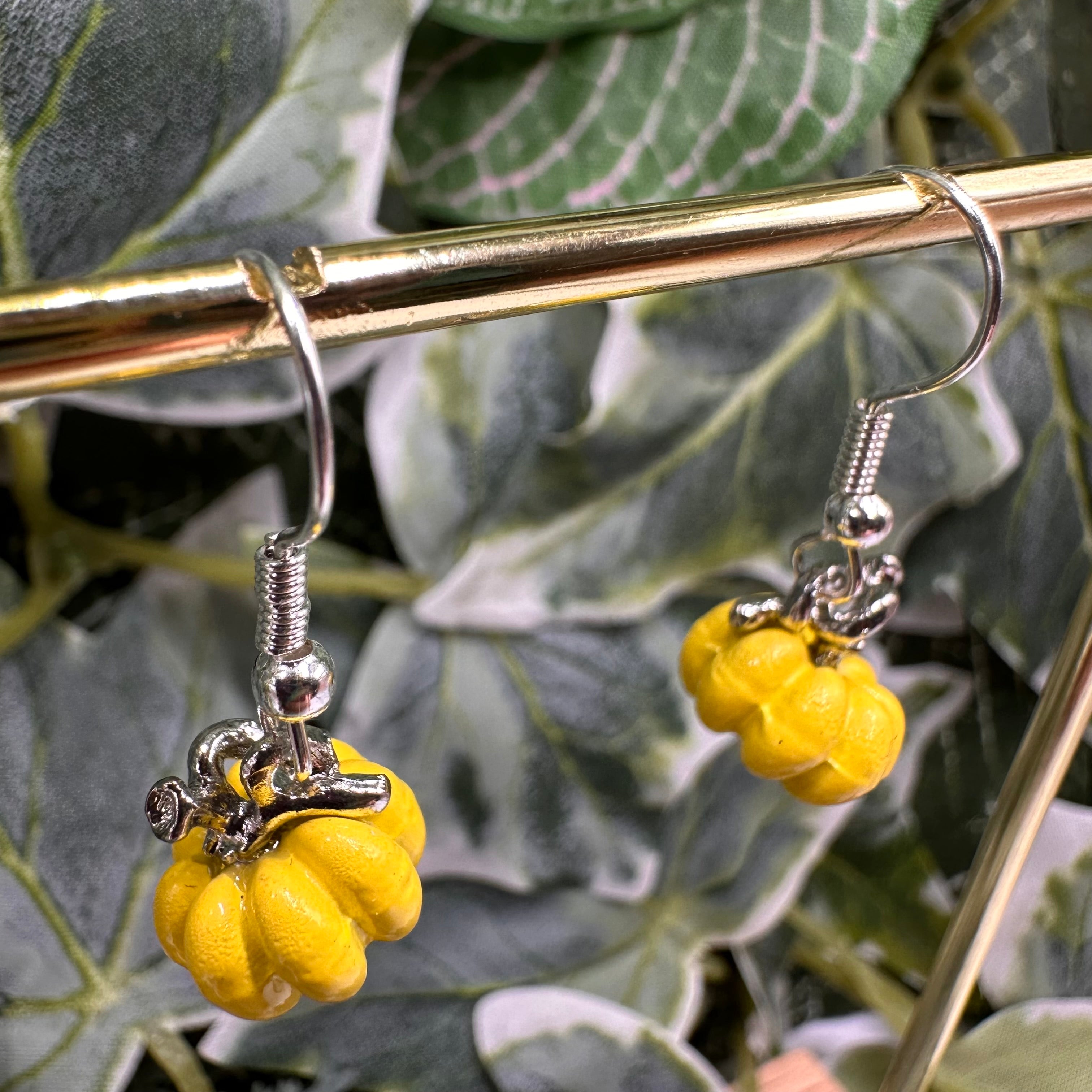 Yellow Pumpkin Charm Earrings