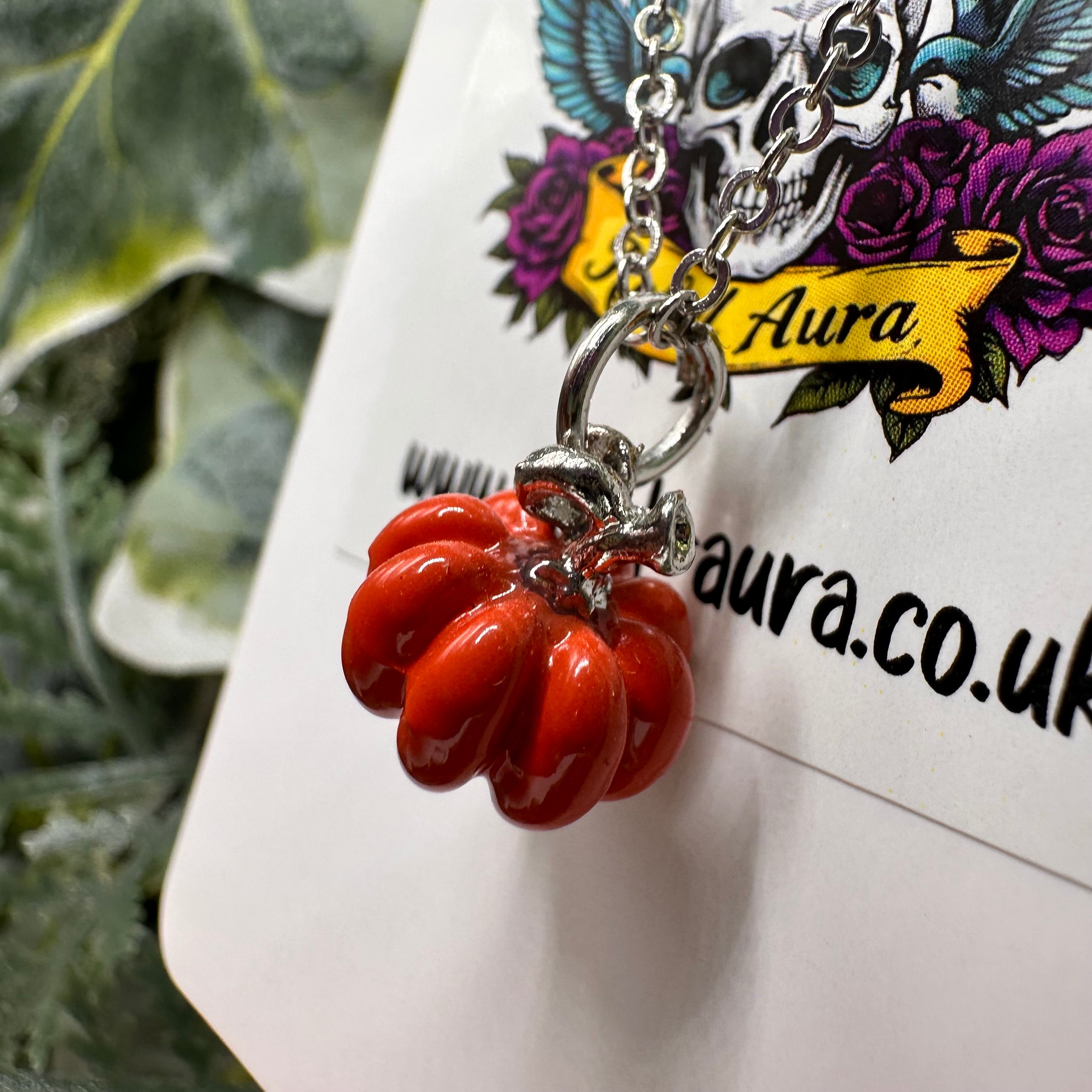 Orange Pumpkin Charm Necklace