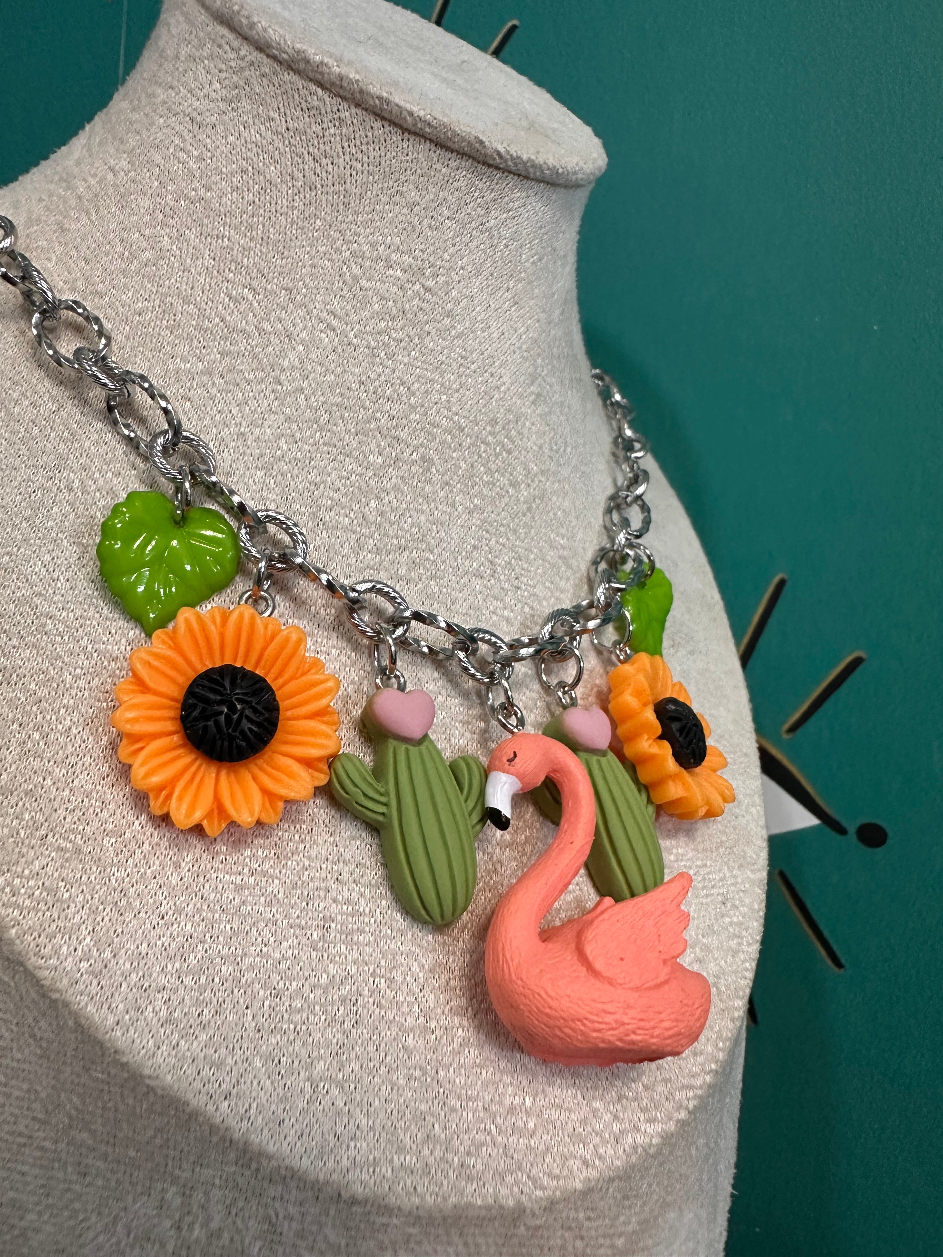 Flamingo Garden Charm Necklace