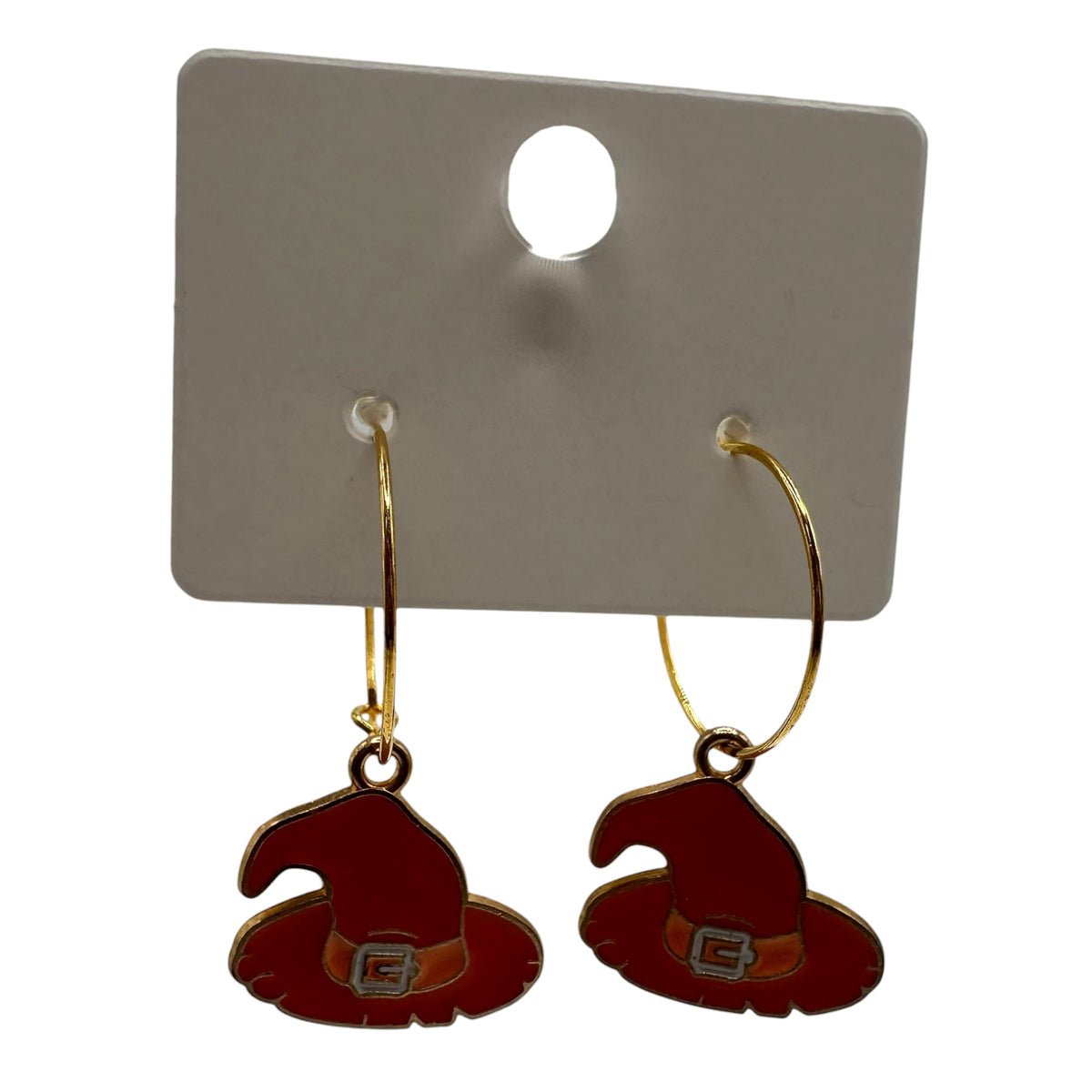 Orange Witch Hat Charm Earrings