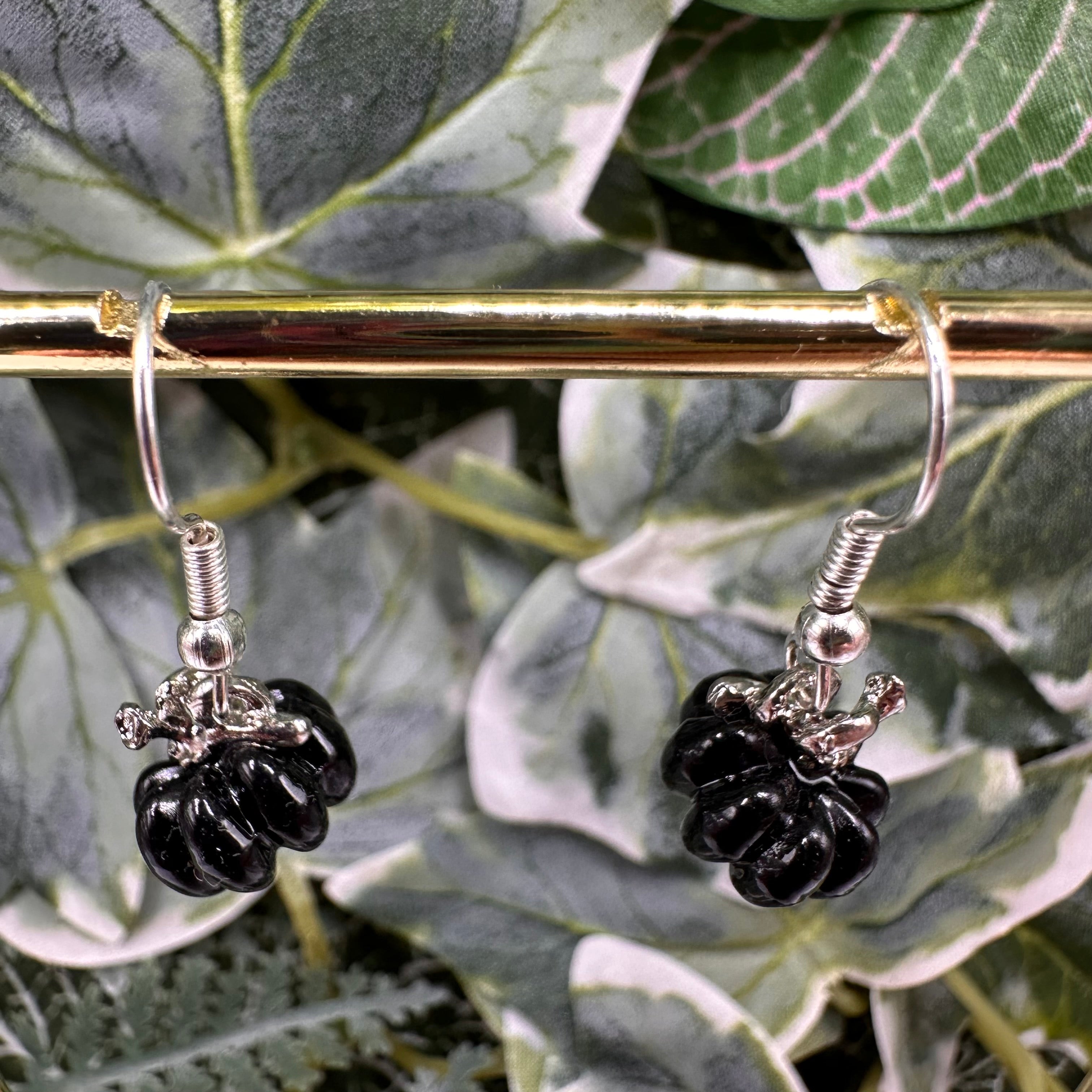 Black Pumpkin Charm Earrings