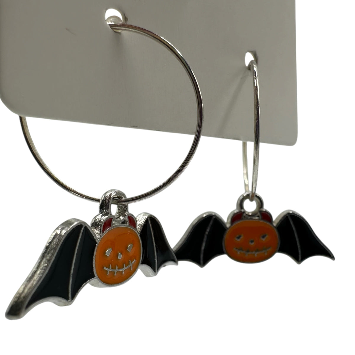 Black-Winged Pumpkin Bat Charm Earrings
