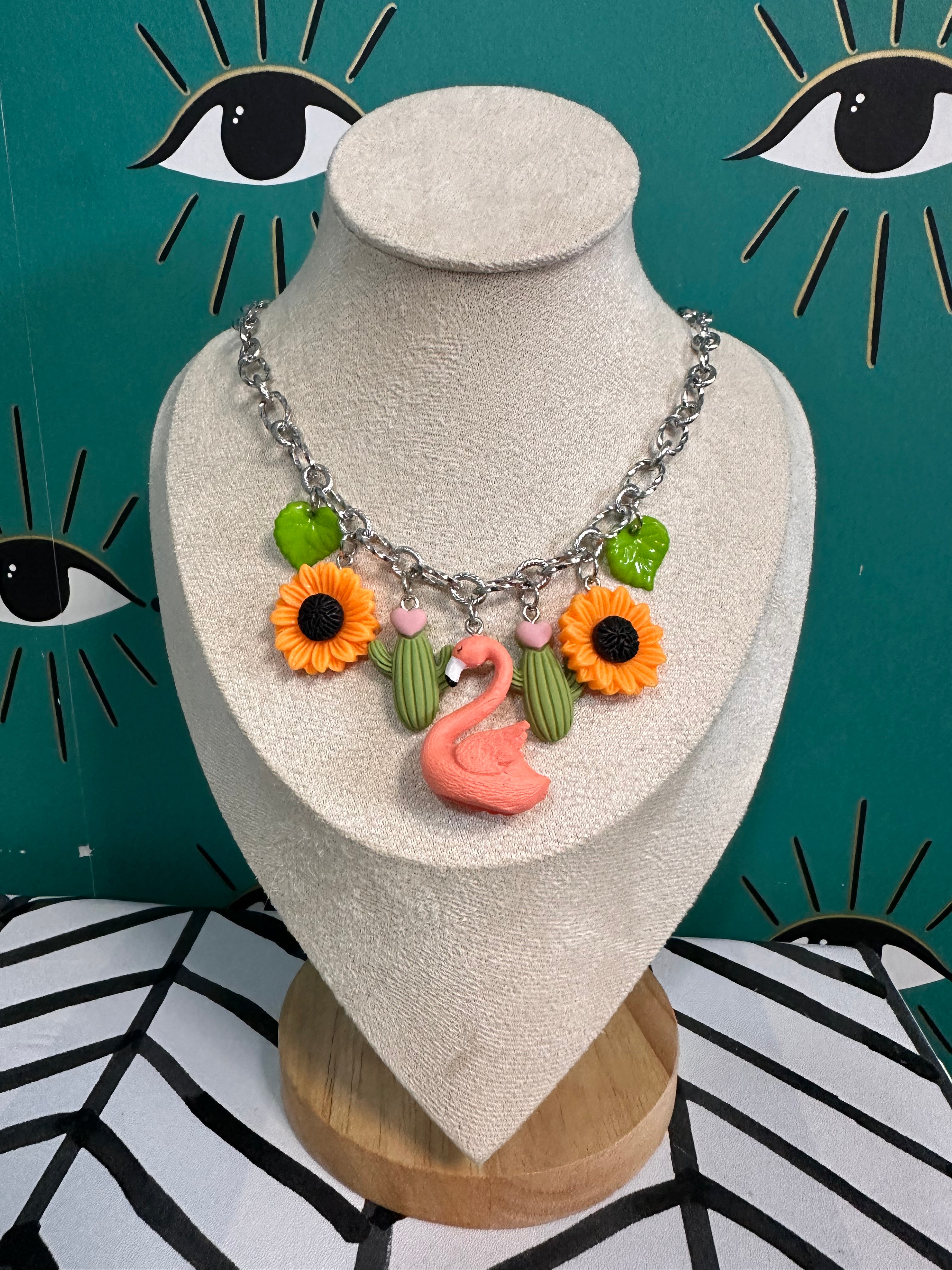 Flamingo Garden Charm Necklace