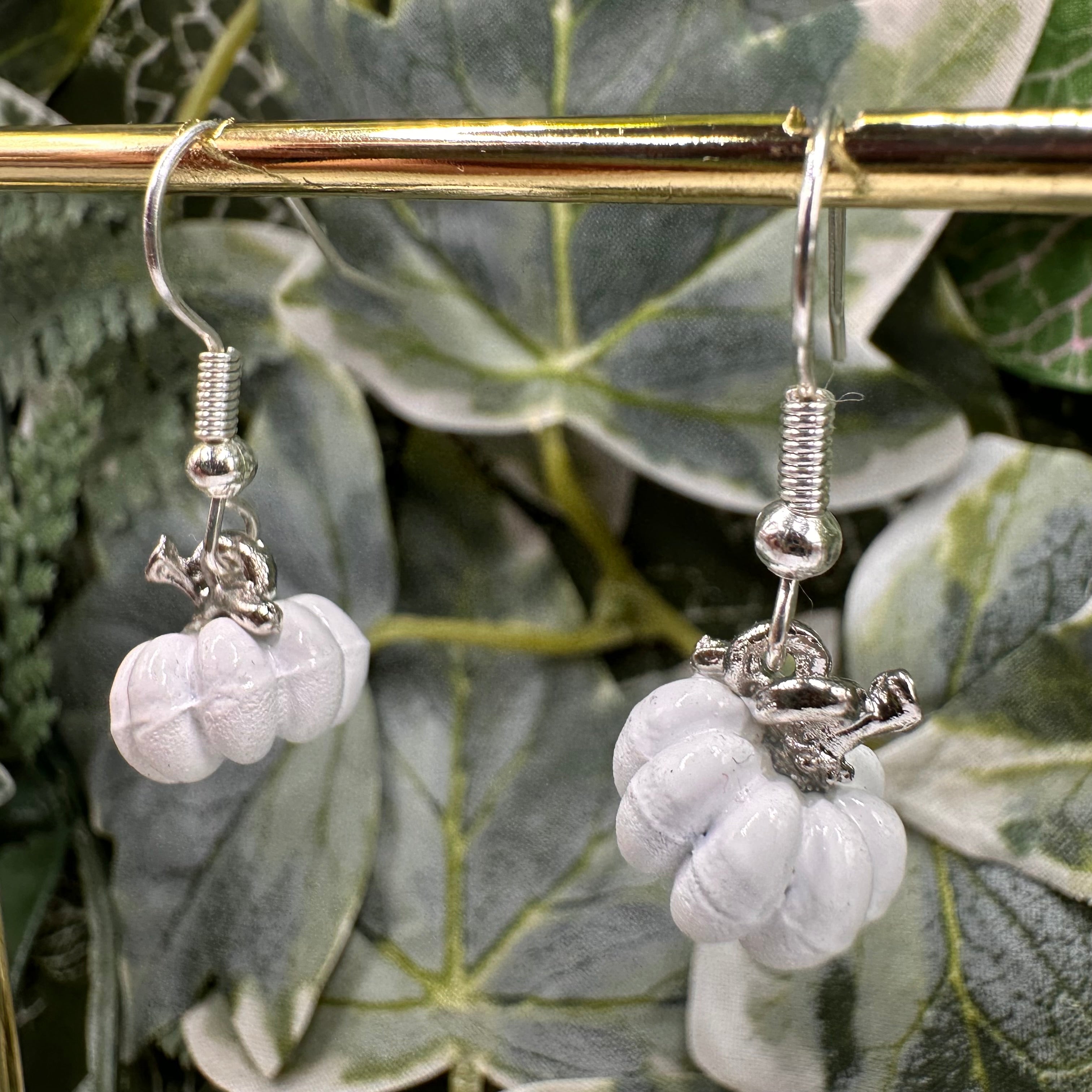 White Pumpkin Charm Earrings