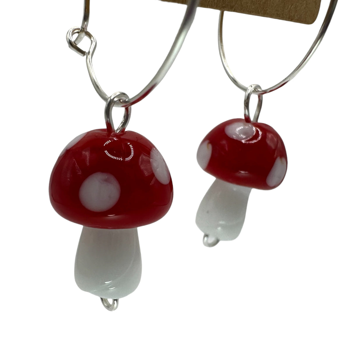 Glass Toadstool Charm Earrings