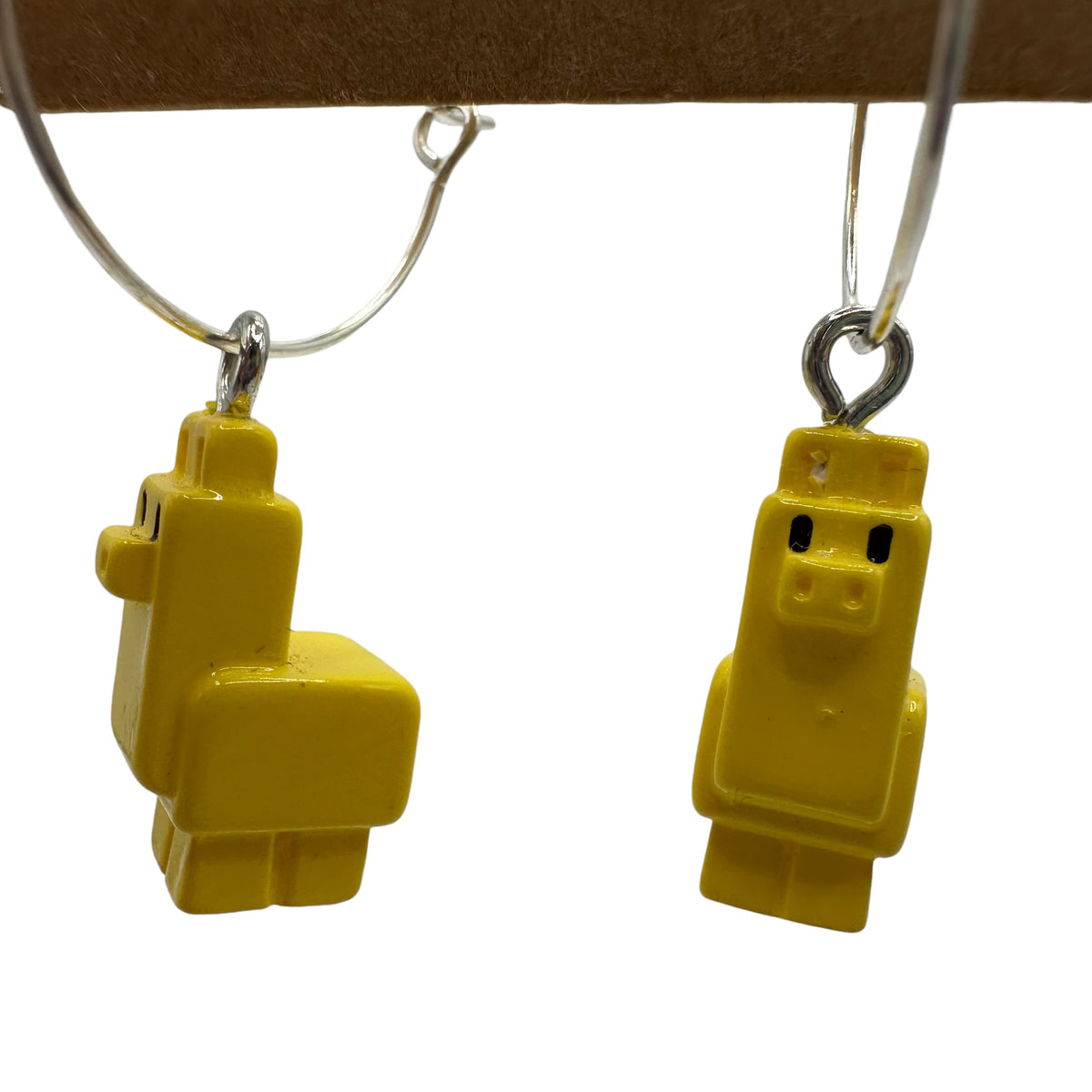 Blocky Yellow Llama Charm Earrings